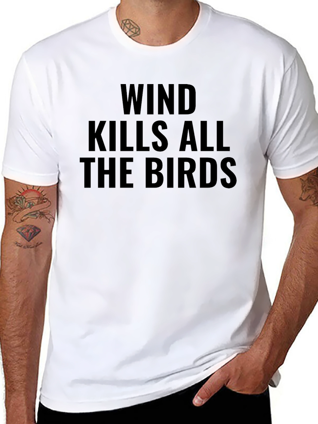 Black Wind Kills All the Birds Black Graphic Tee view 8