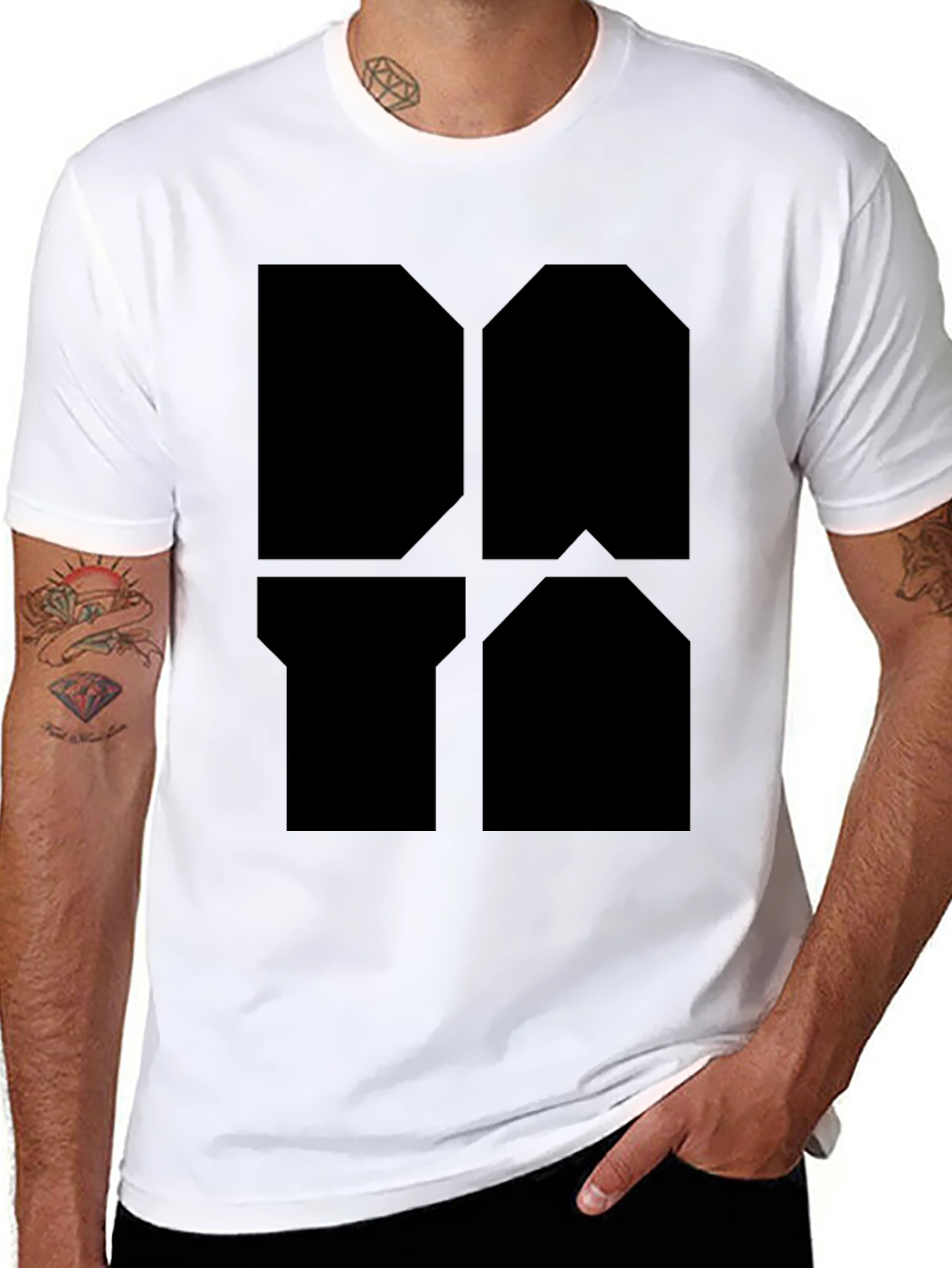 Black Geometric Black Graphic Tee - Modern Style view 8