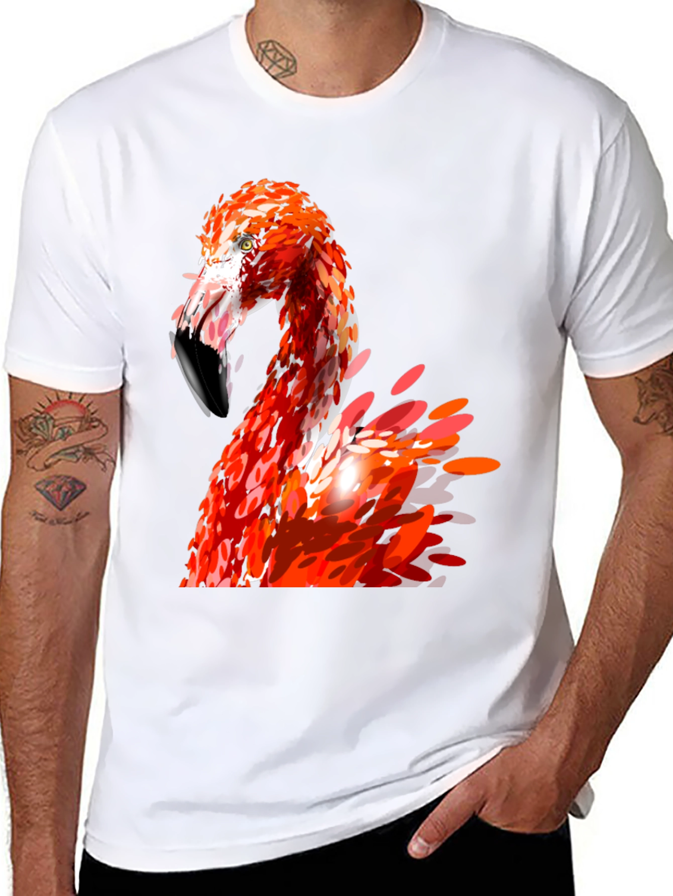 Black Flamingo Graphic Print Black T-Shirt view 8