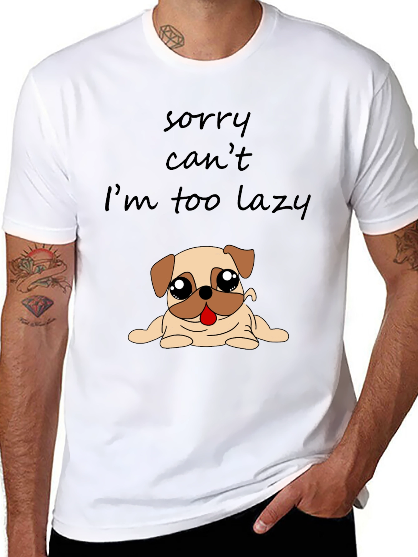 Black Lazy Pug Graphic T-Shirt - Funny Dog Lover Tee view 8