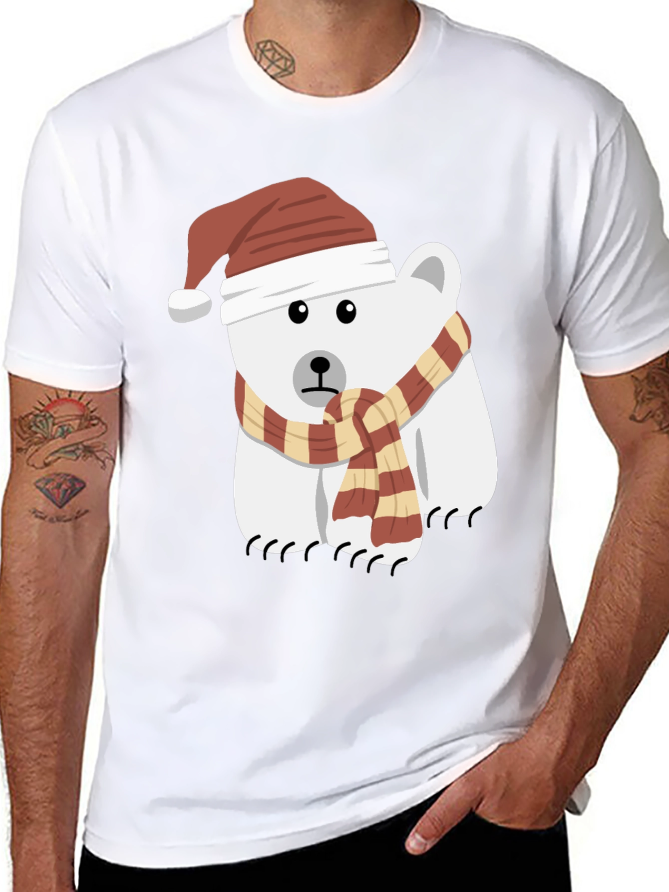 Black Festive Polar Bear Graphic Tee view 8