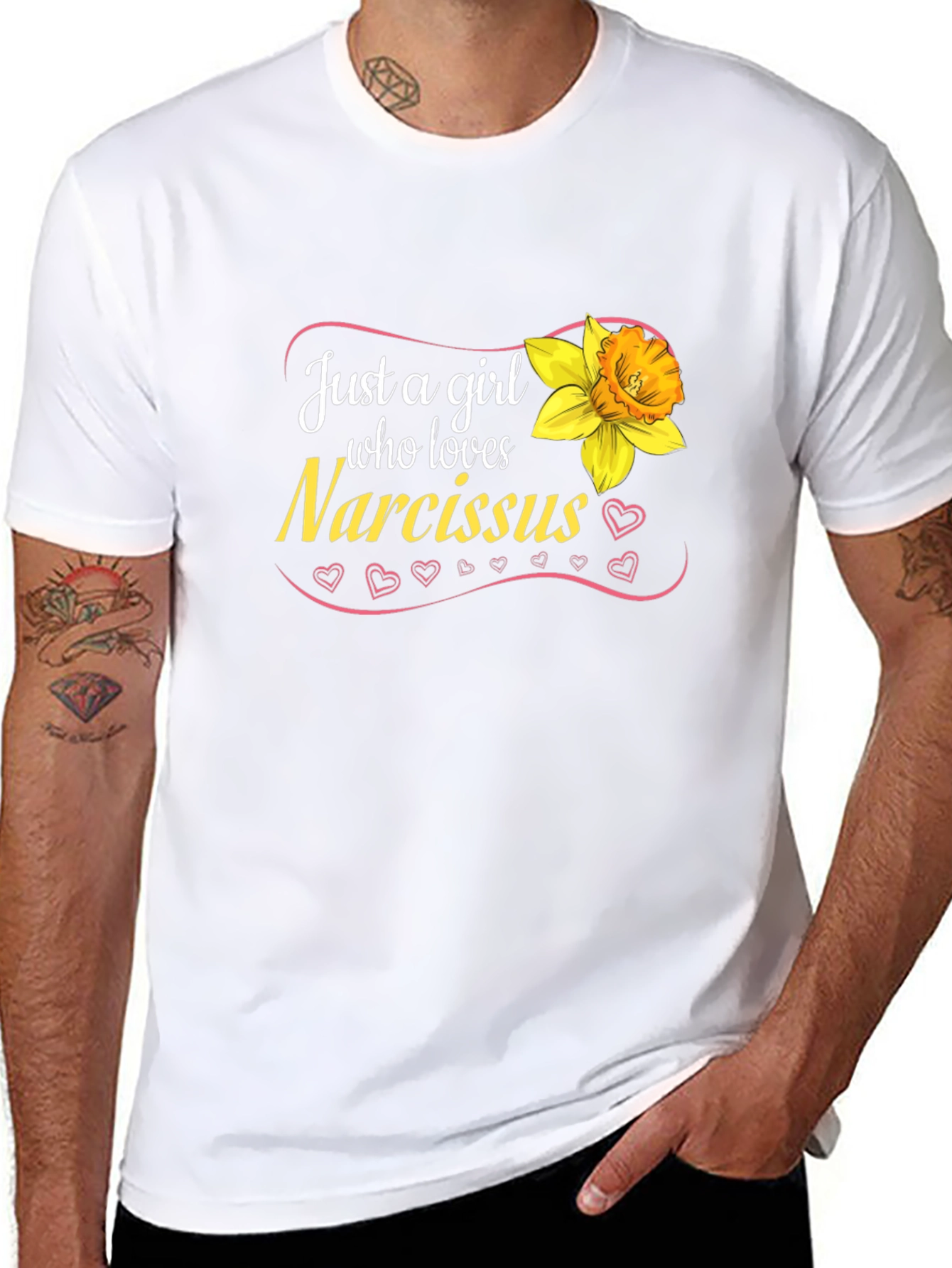 Black Narcissus Flower Girl's T-Shirt - Cute Floral Tee view 8