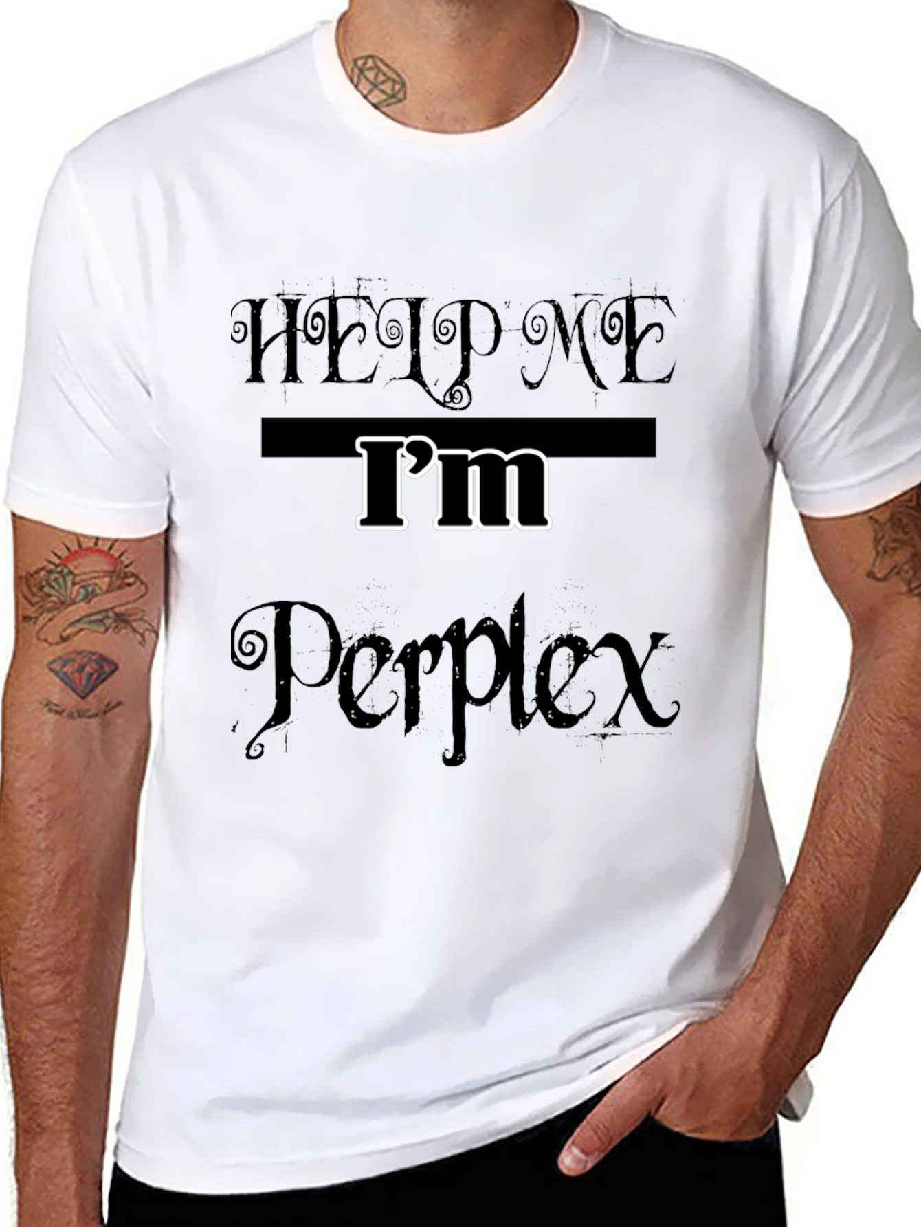 Black Help Me I'm Perplex T-Shirt - Black Novelty Tee view 8