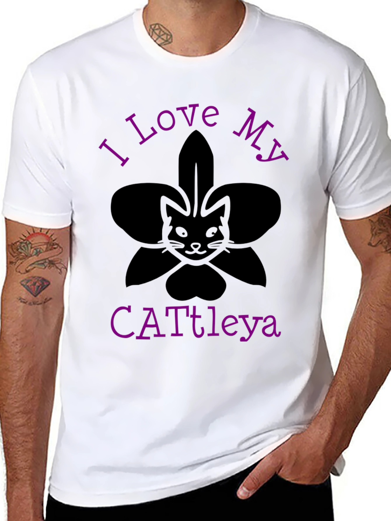 Black I Love My Cattleya Cat Orchid T-Shirt view 8