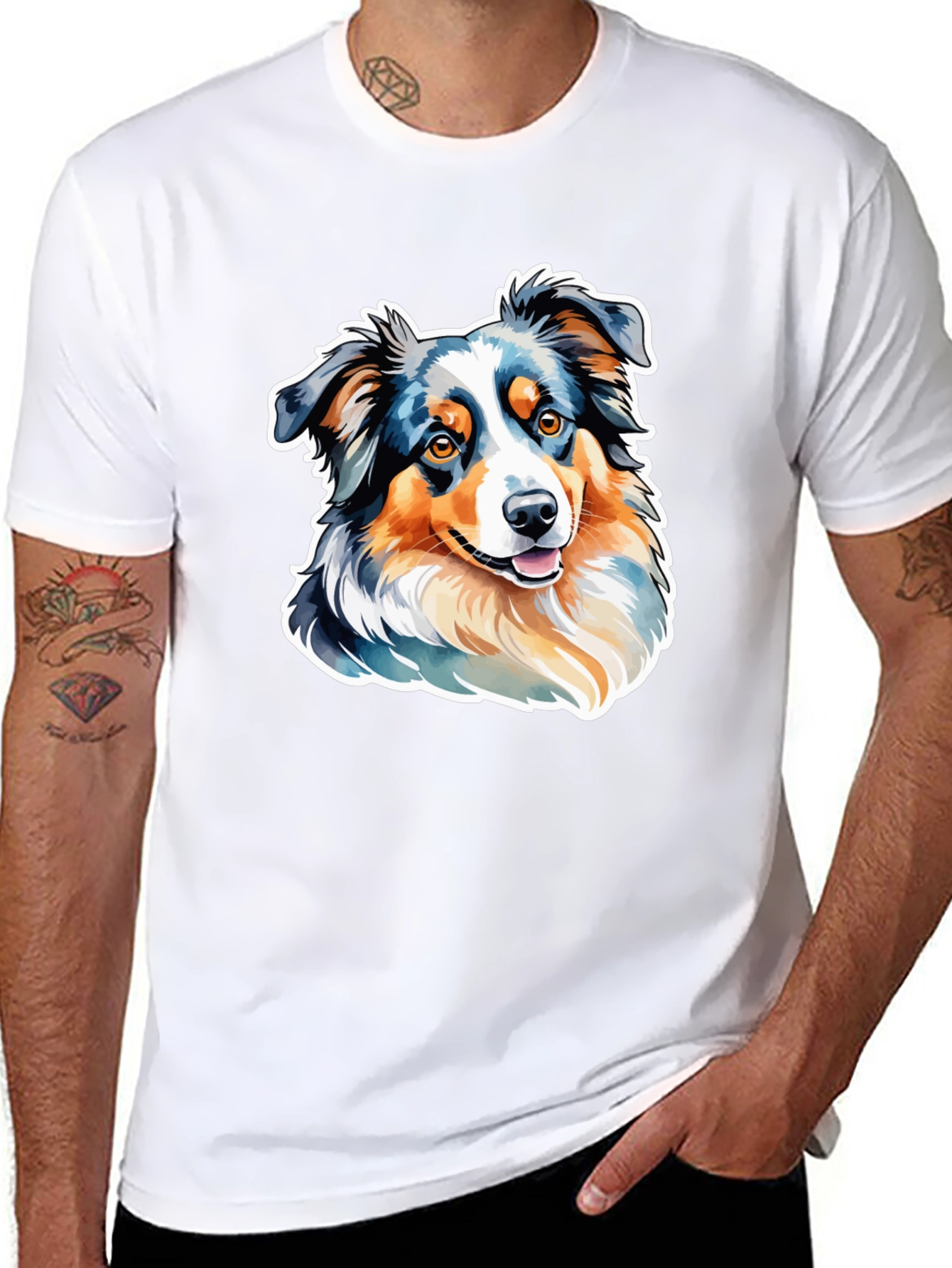 Black Australian Shepherd Dog Graphic T-Shirt view 8