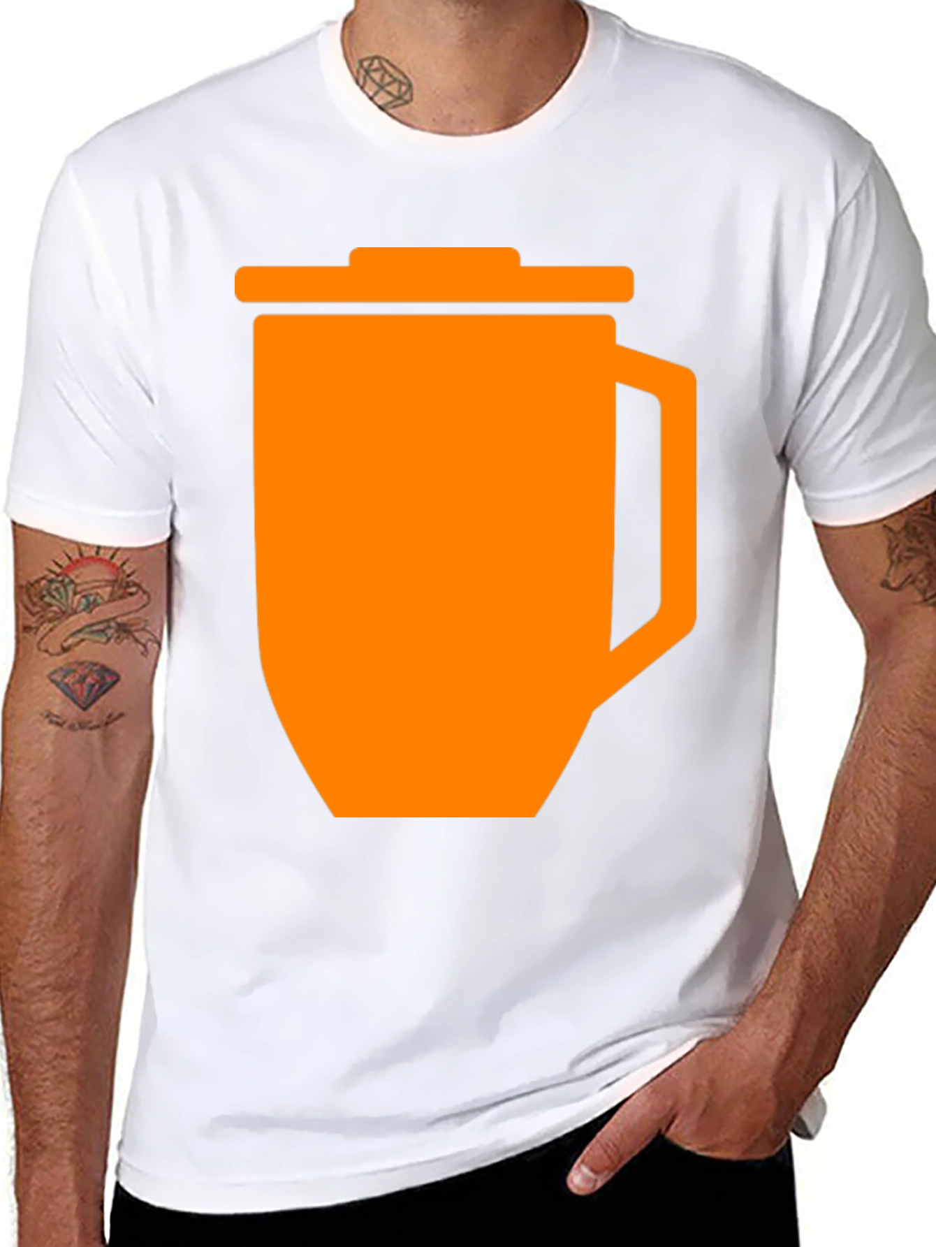 Black Funny Orange Trash Can Graphic T-Shirt - Black view 8