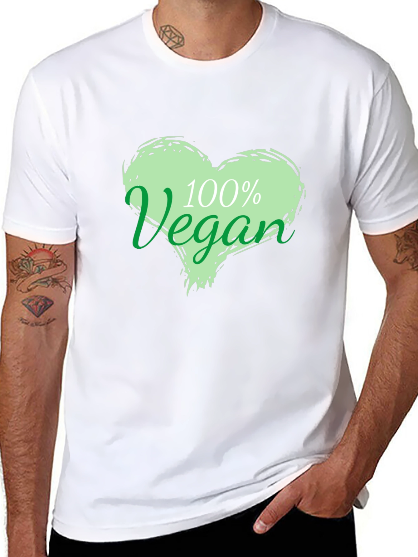 Black 100% Vegan Heart Graphic T-Shirt - Unisex view 8