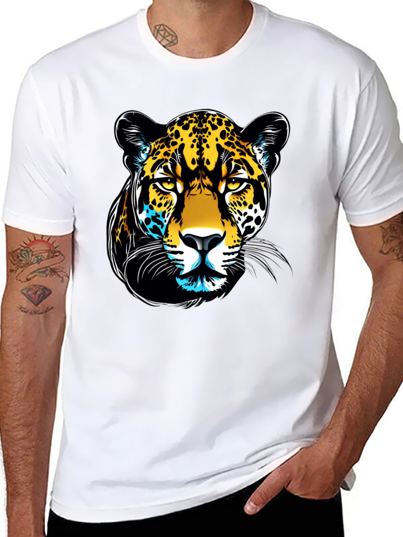 Black Jaguar Graphic Print Black T-Shirt view 8