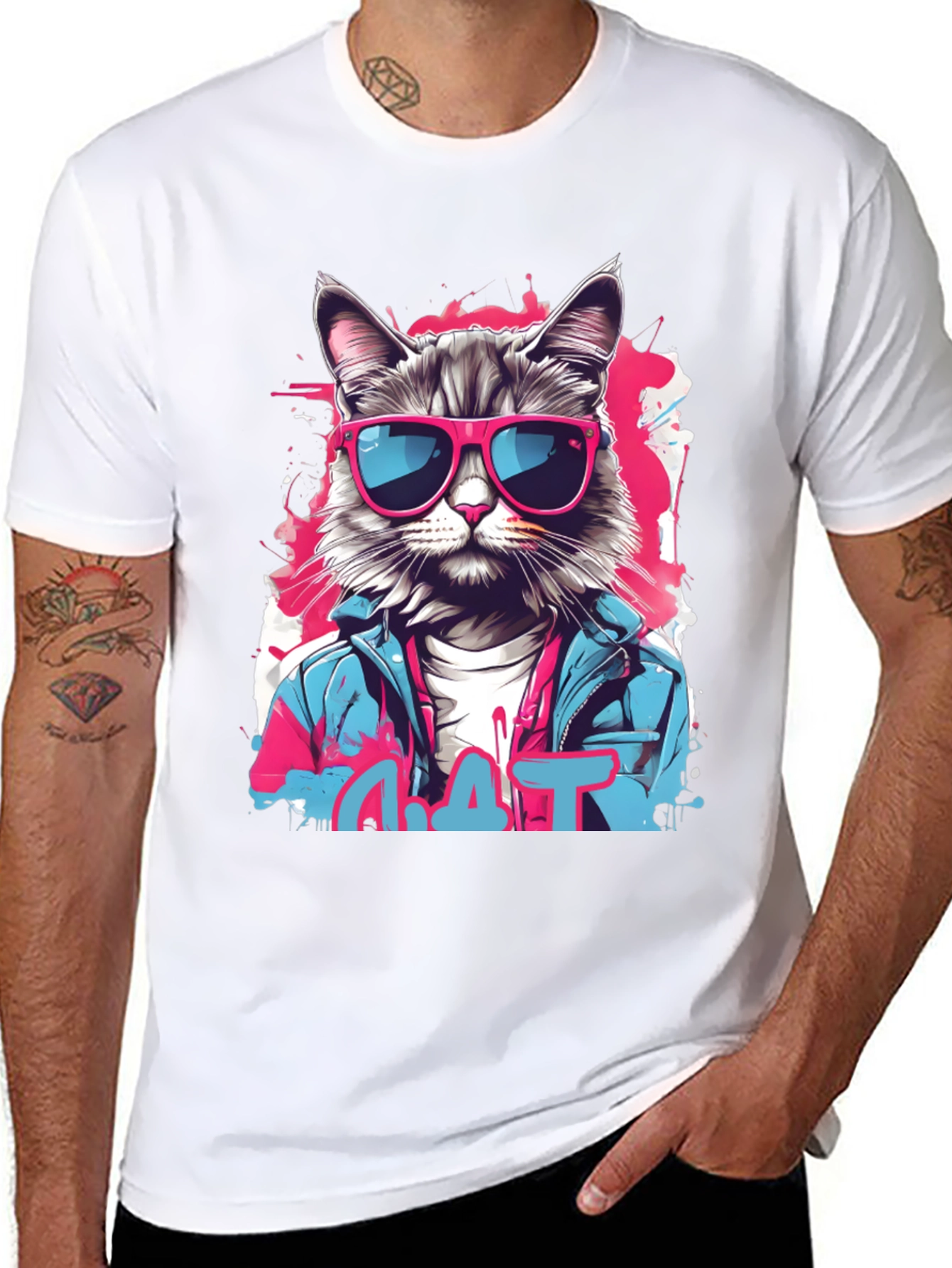 Black Cool Cat Graphic T-Shirt view 8