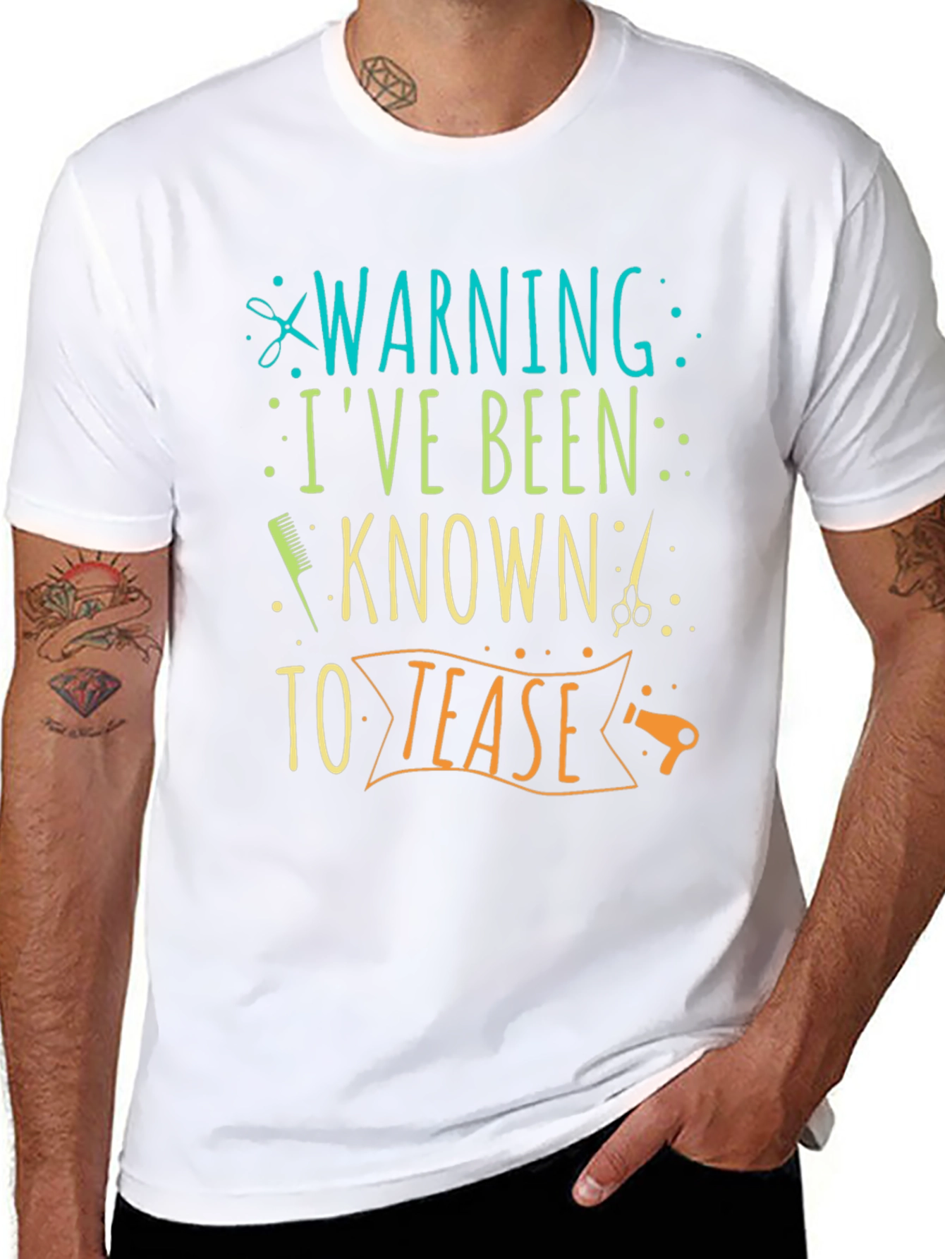 Black Warning: I've Been Known to Tease Barber T-Shirt view 8
