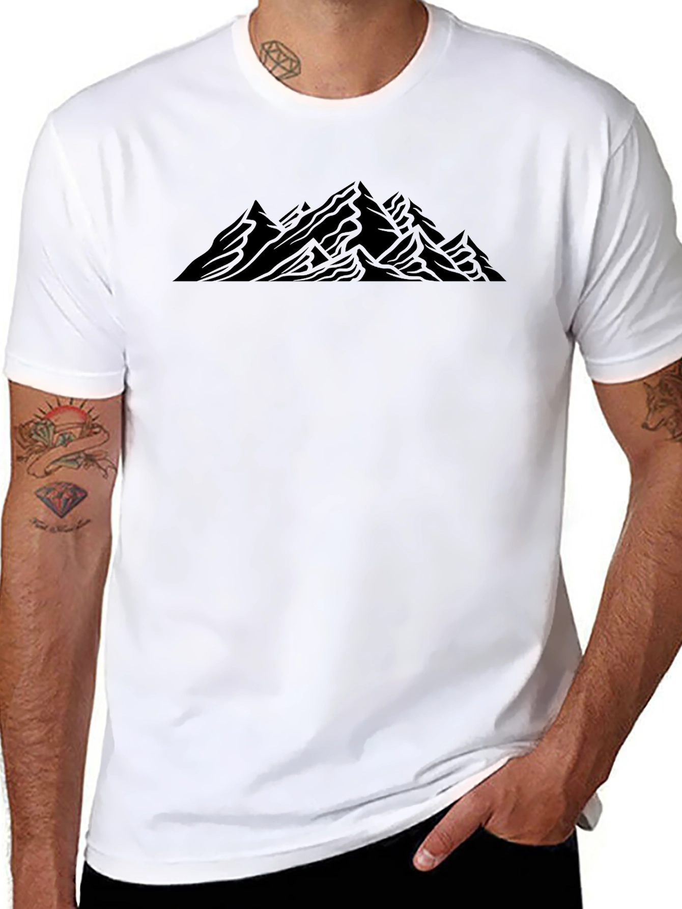 Black Mountain Graphic Black T-Shirt Casual Wear view 8