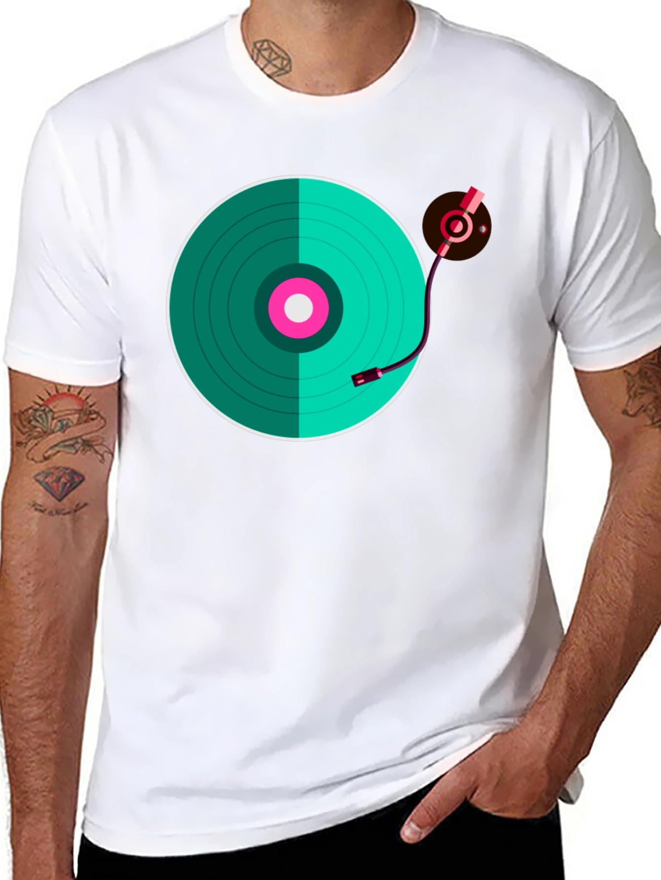 Black Turntable Graphic T-Shirt - Retro Music Lover Tee view 8