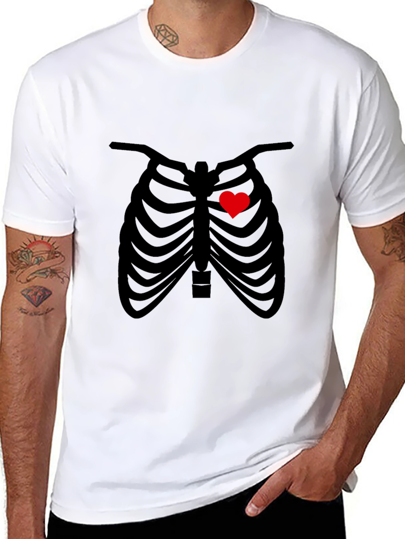 Black Heart Rib Cage Graphic Tee - Unisex view 8