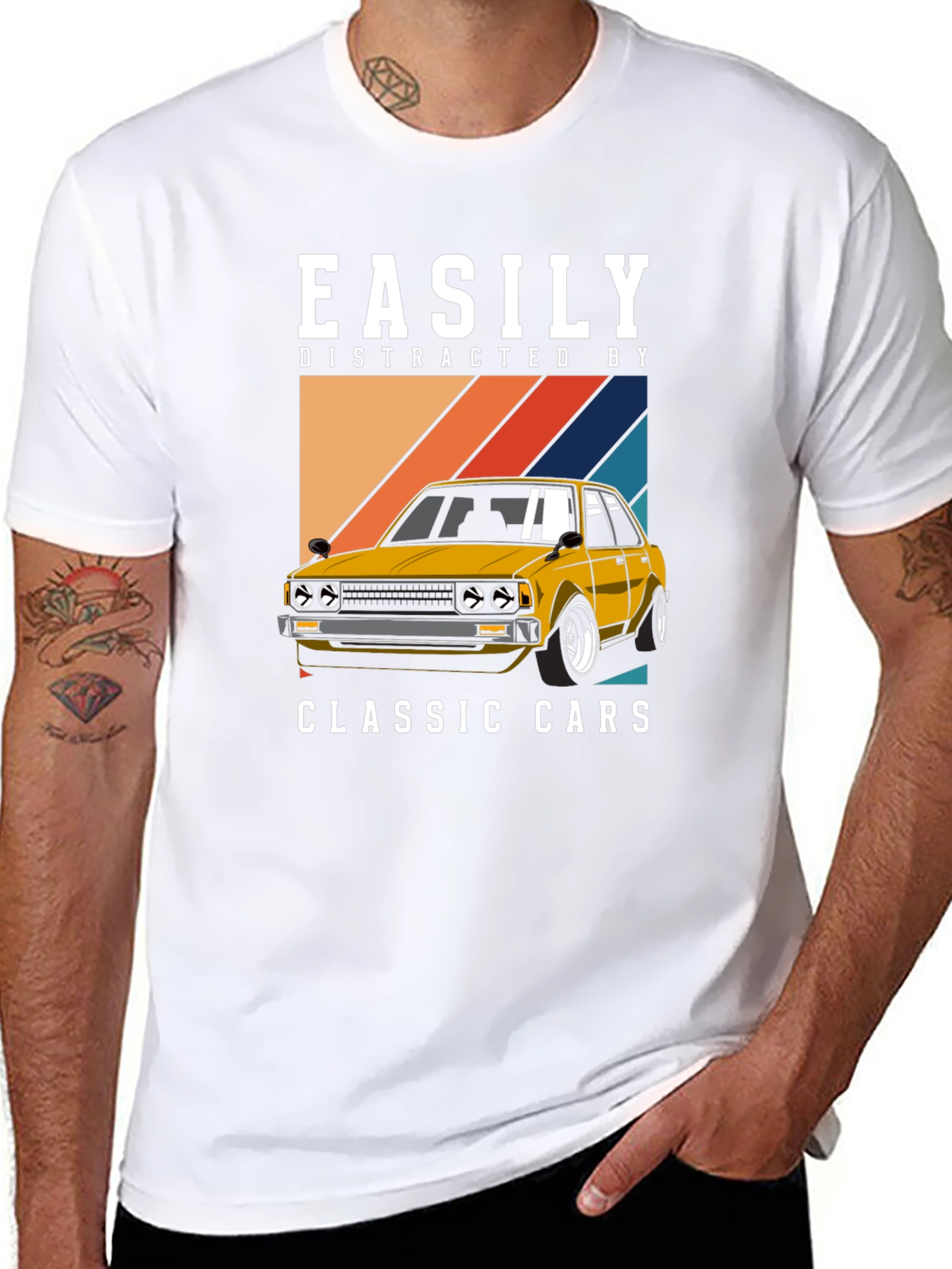 Easily Distracted Classic Cars Graphic Tee - 8