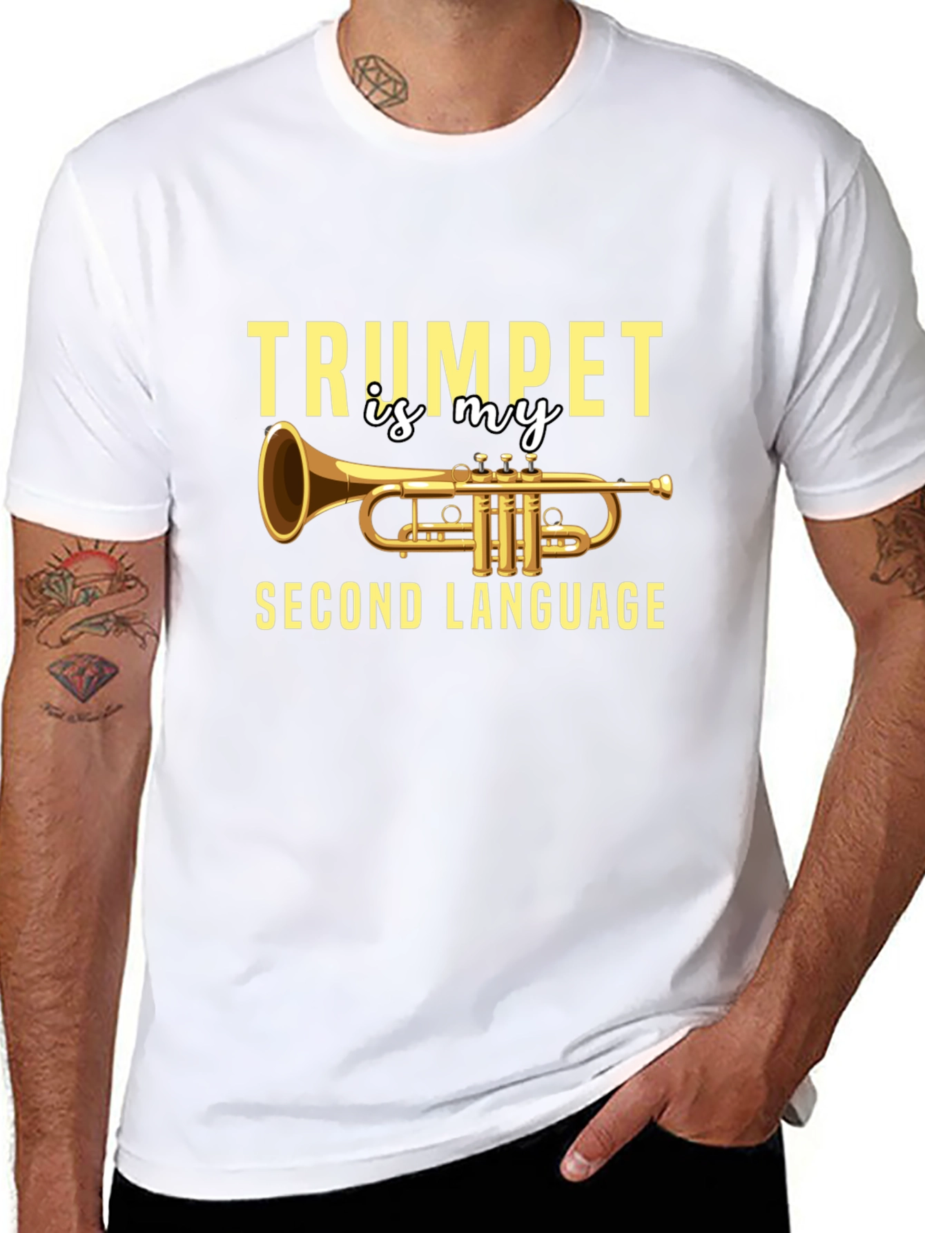 Black Trumpet Second Language Musician T-Shirt view 8