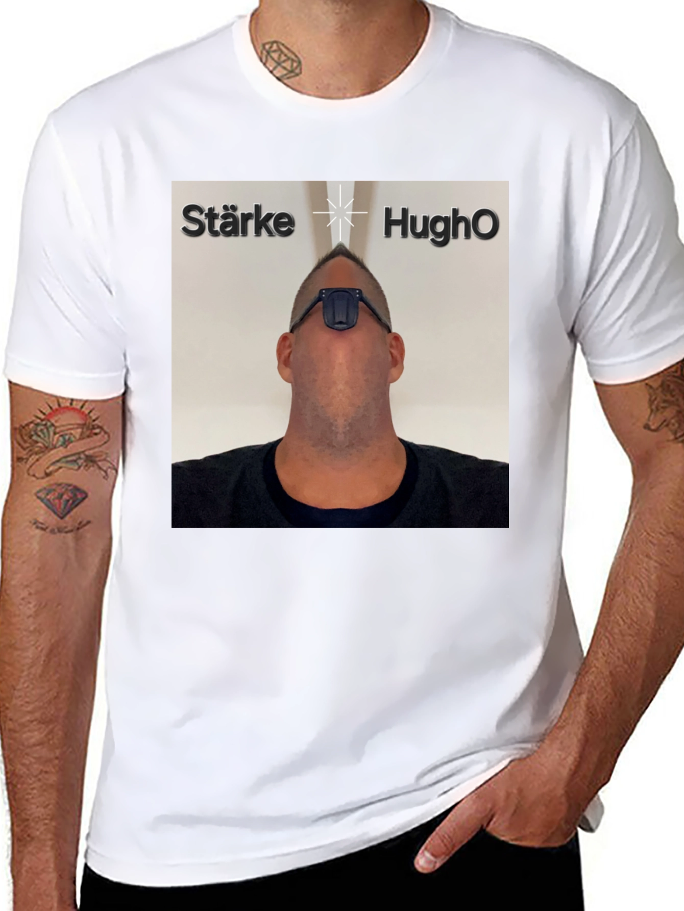 Black Starke HughO T-Shirt - Unique Graphic Tee view 8