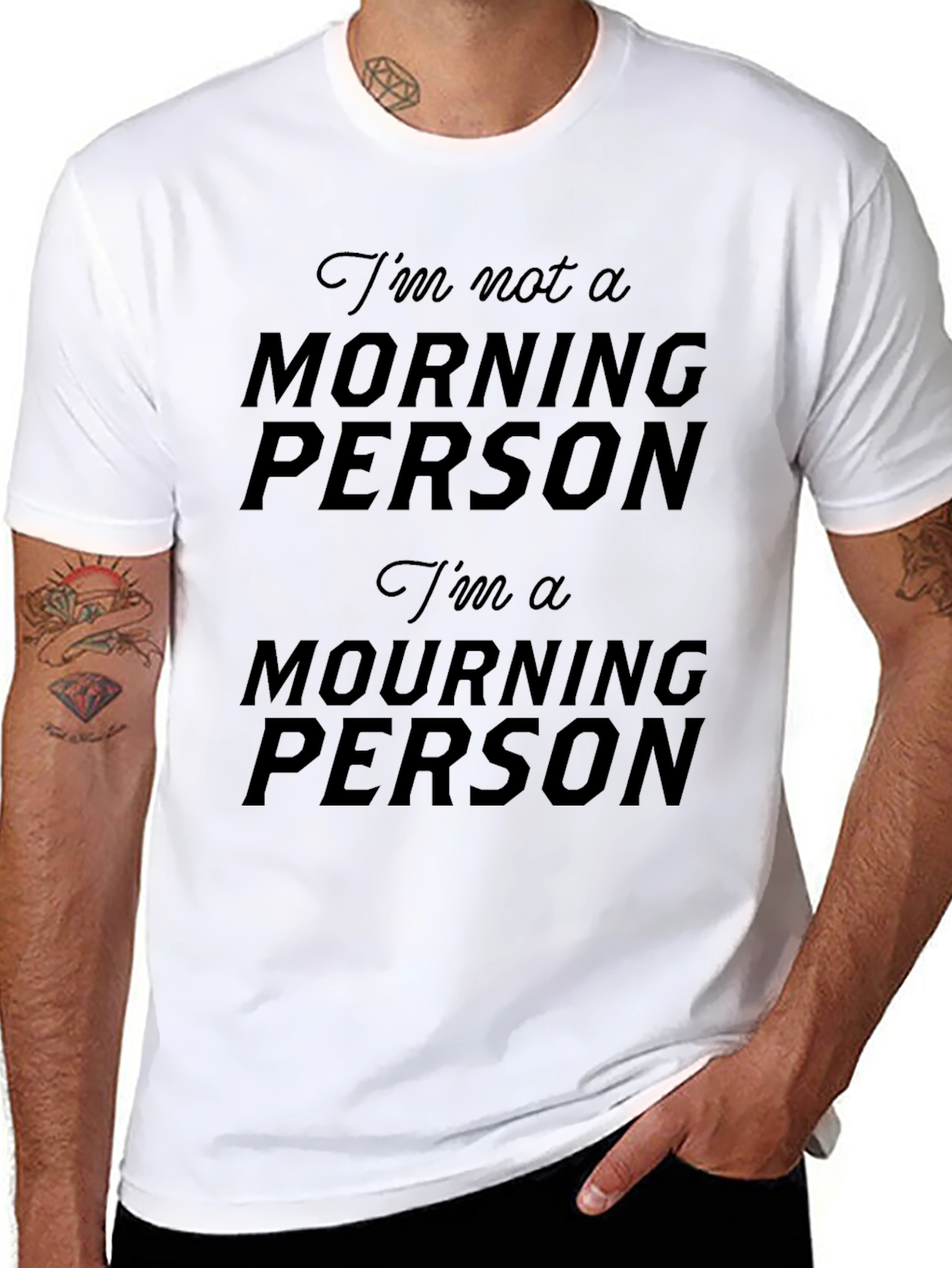 Black Funny "Mourning Person" Graphic T-Shirt - Black view 8
