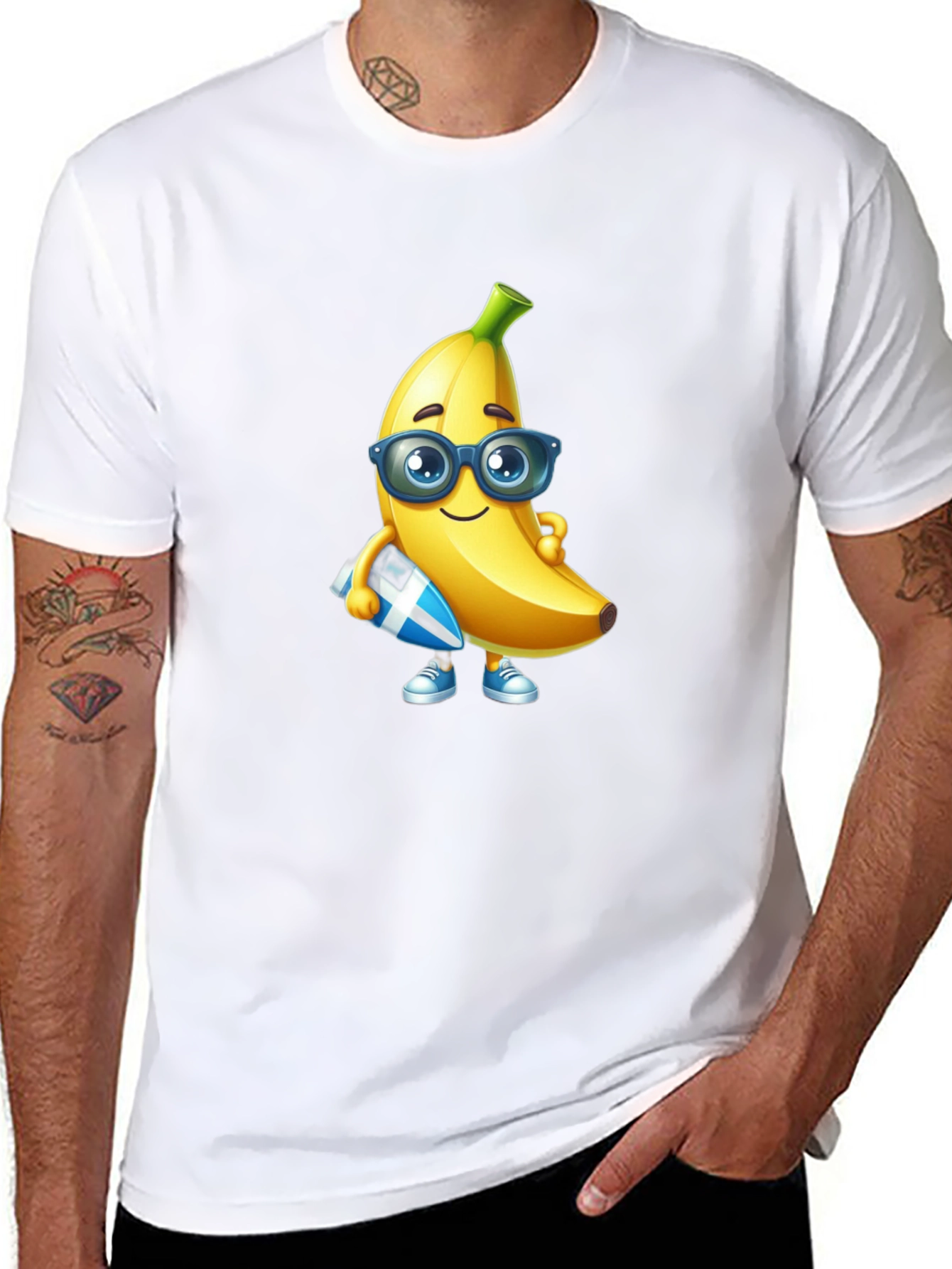 Black Cool Banana Graphic Tee - Black Cotton T-Shirt view 8