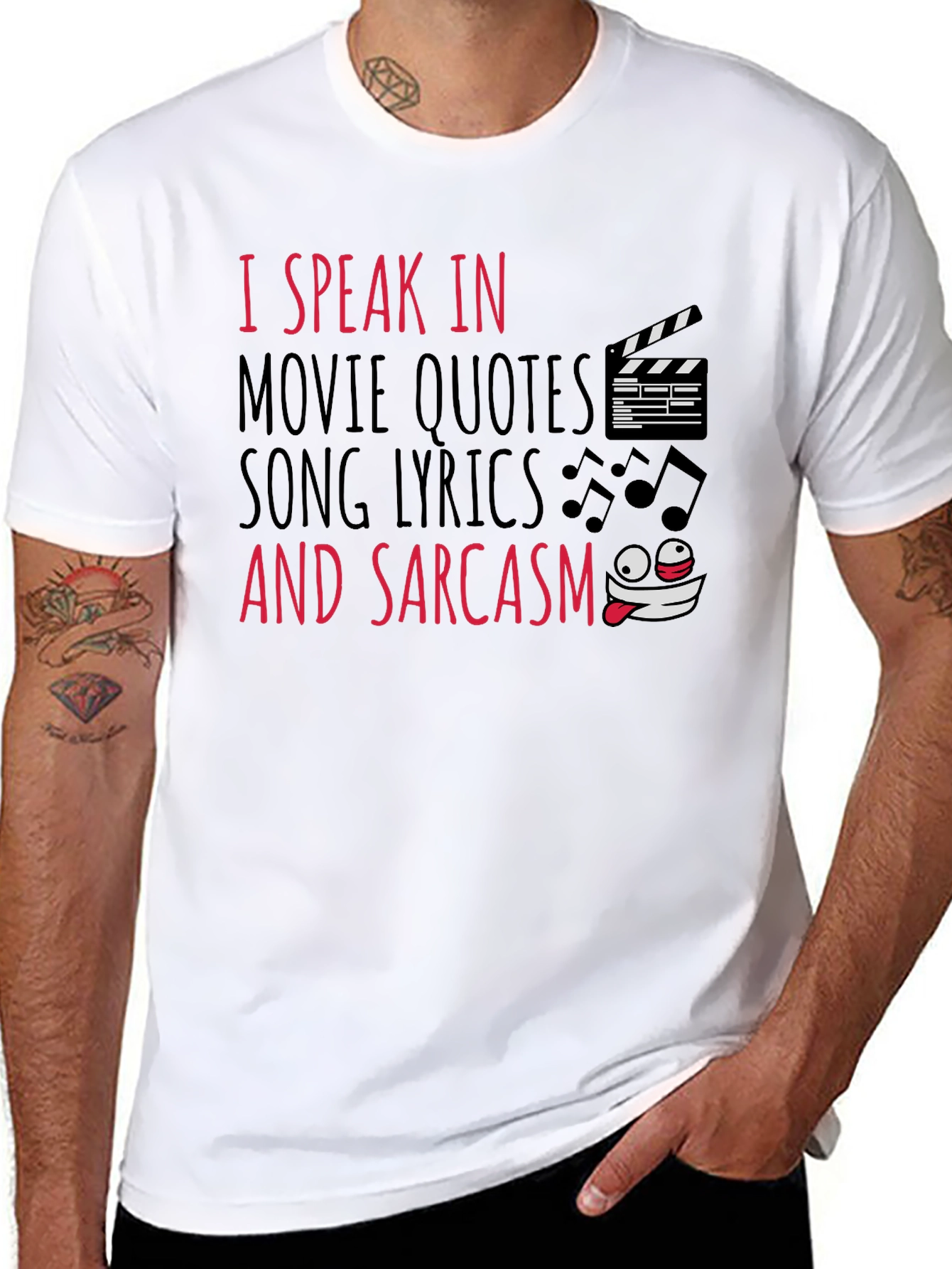 Black I Speak in Movie Quotes Sarcasm Graphic Tee view 8