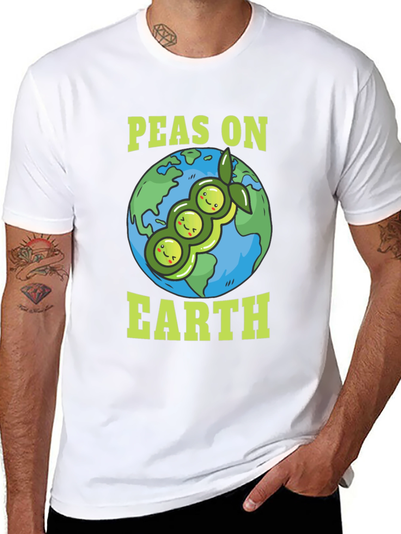 Black Peas on Earth T-Shirt - Vegan Planet Tee view 8