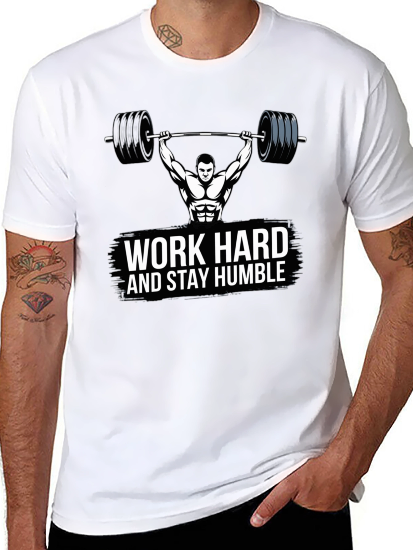 Black Work Hard & Stay Humble Gym T-Shirt view 8