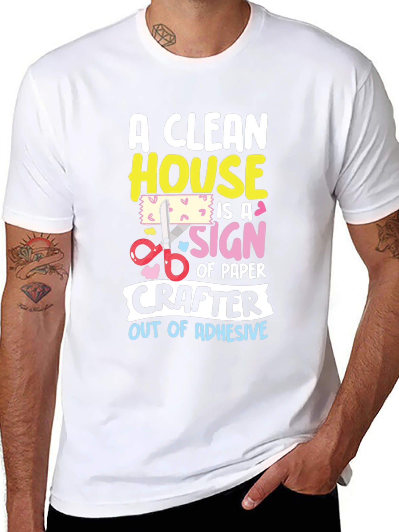 Black Funny Crafter T-Shirt: Clean House, No Adhesive view 8
