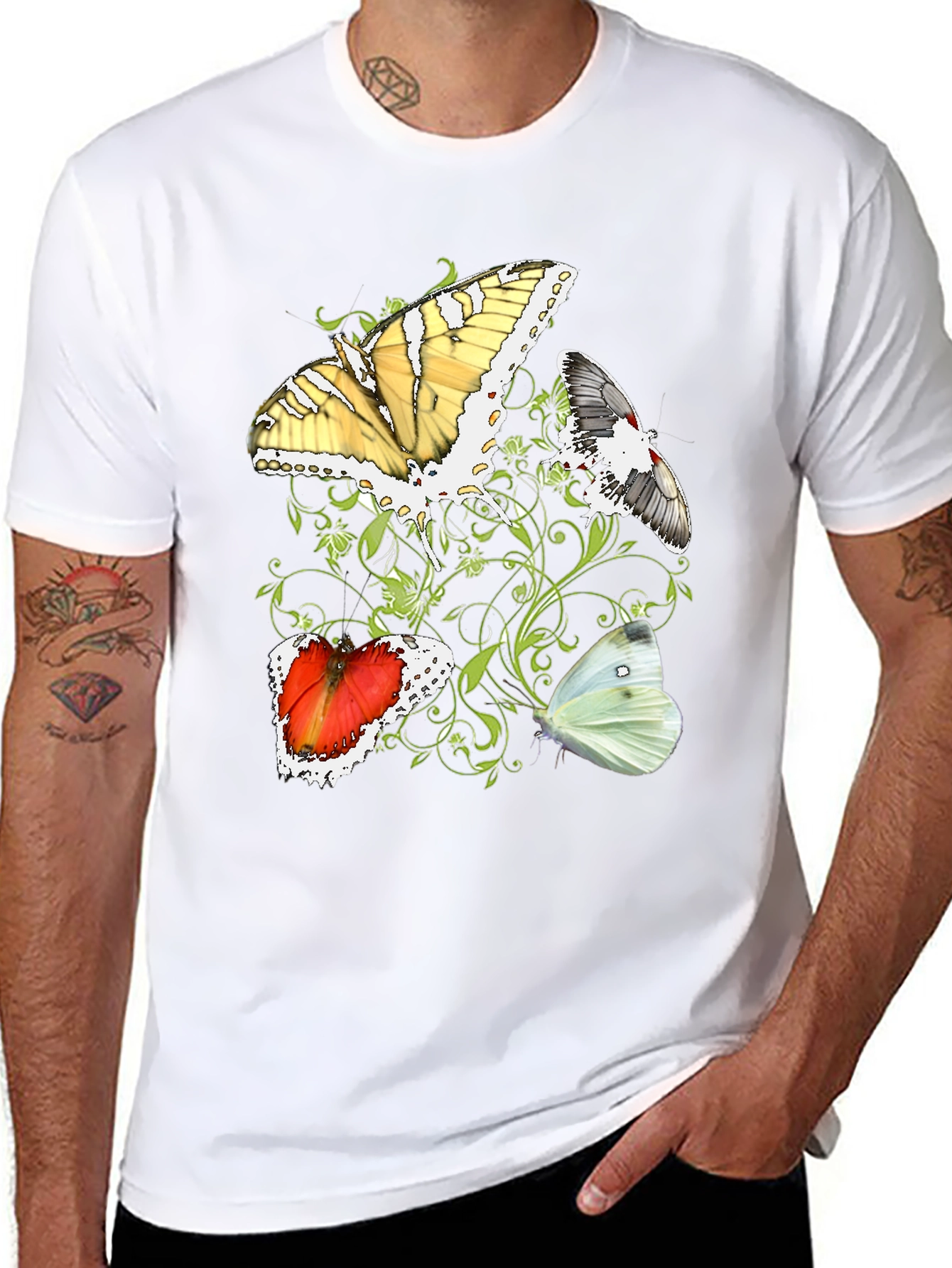 Black Butterfly T-Shirt - Unique Graphic Tee view 8