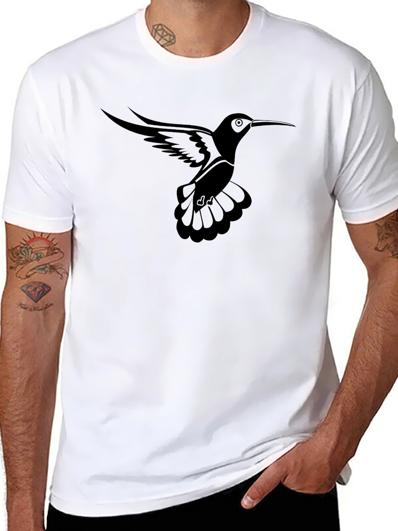 Black Hummingbird Graphic Tee - Men's Black T-Shirt view 8