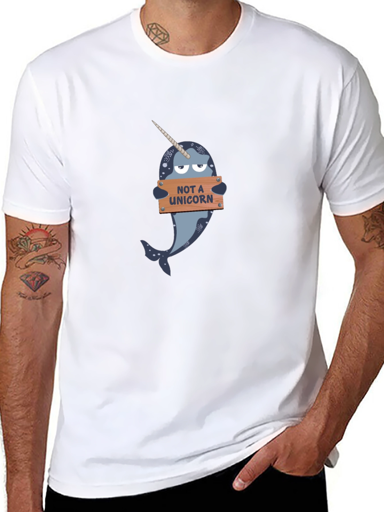 Black Narwhal T-Shirt - "Not A Unicorn" Funny Tee view 8