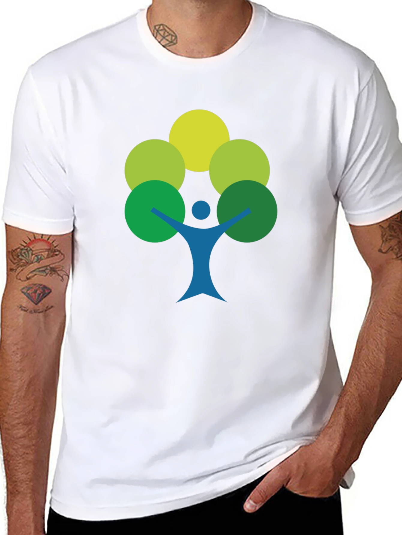 Black Eco-Friendly Tree Person Graphic Tee view 8