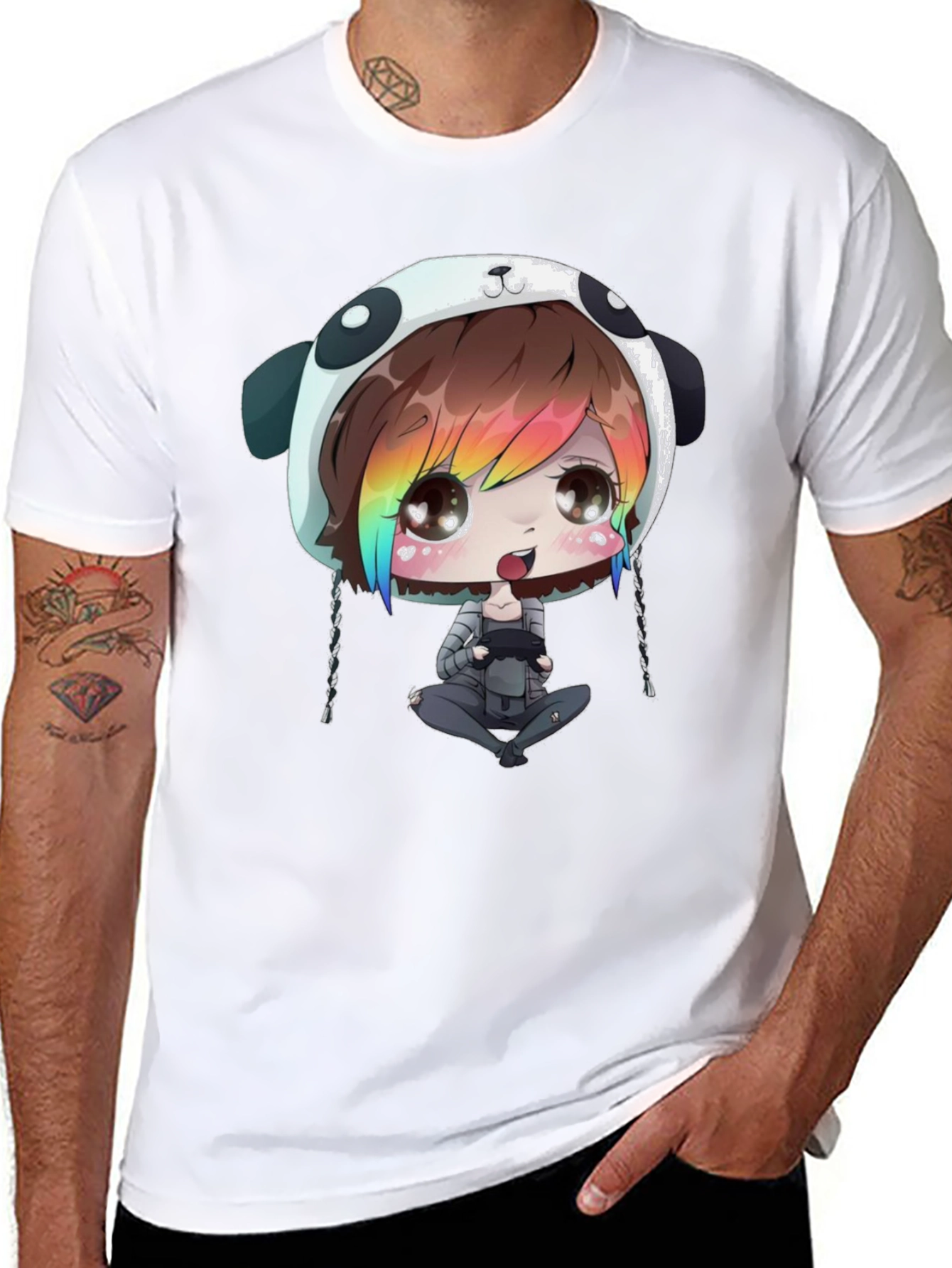 Black Anime Gamer Black T-Shirt view 8