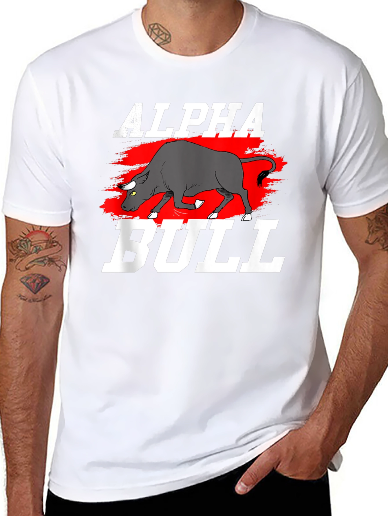 Black Alpha Bull Graphic T-Shirt - Black Cotton Tee view 8
