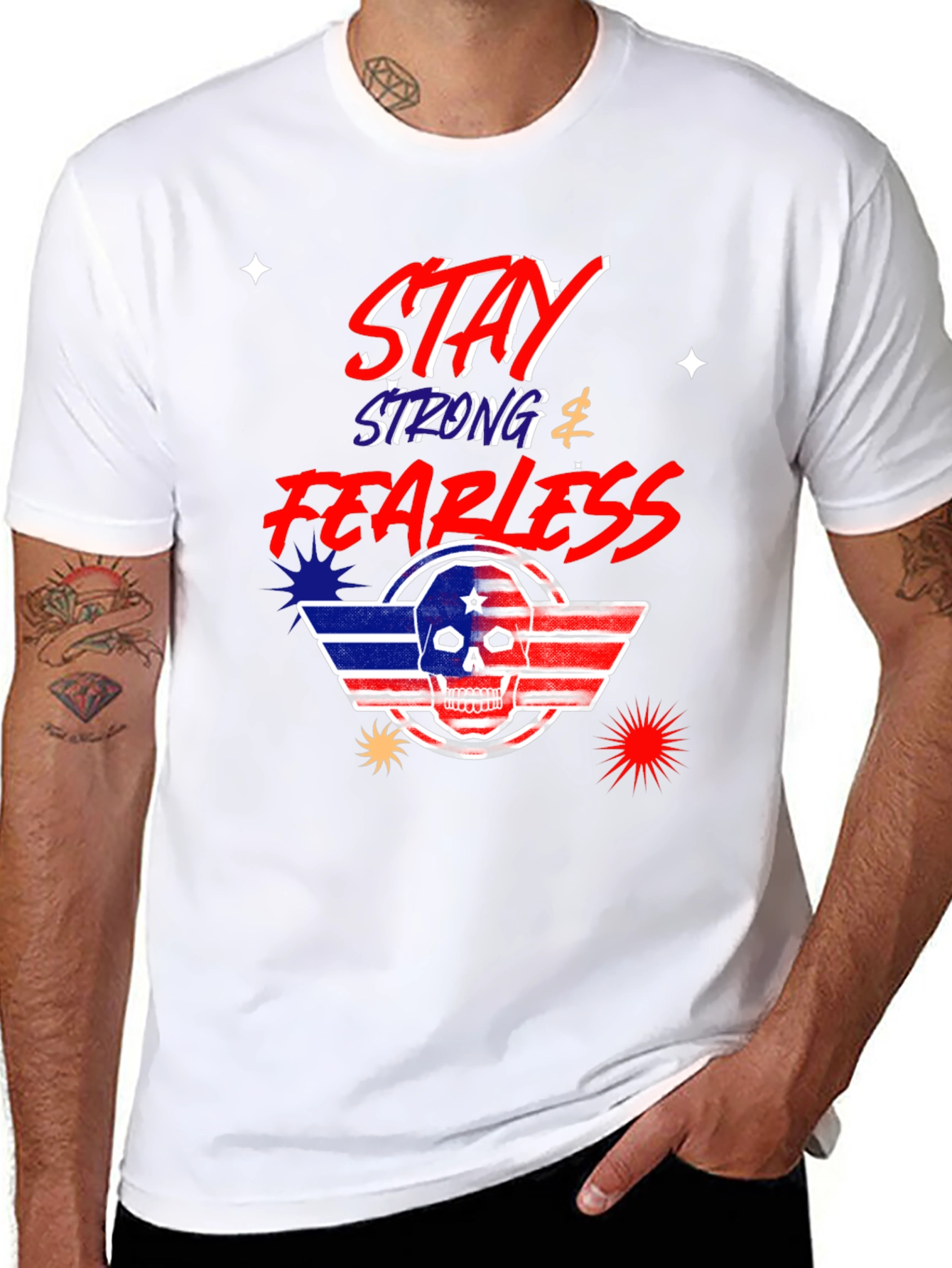 Black Stay Strong Fearless Graphic T-Shirt view 8