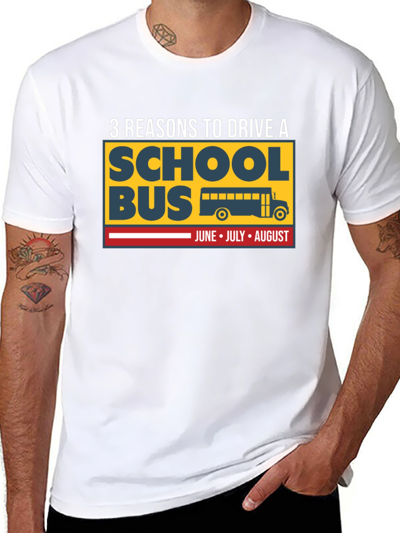 Black 3 Reasons to Drive a School Bus T-Shirt view 8