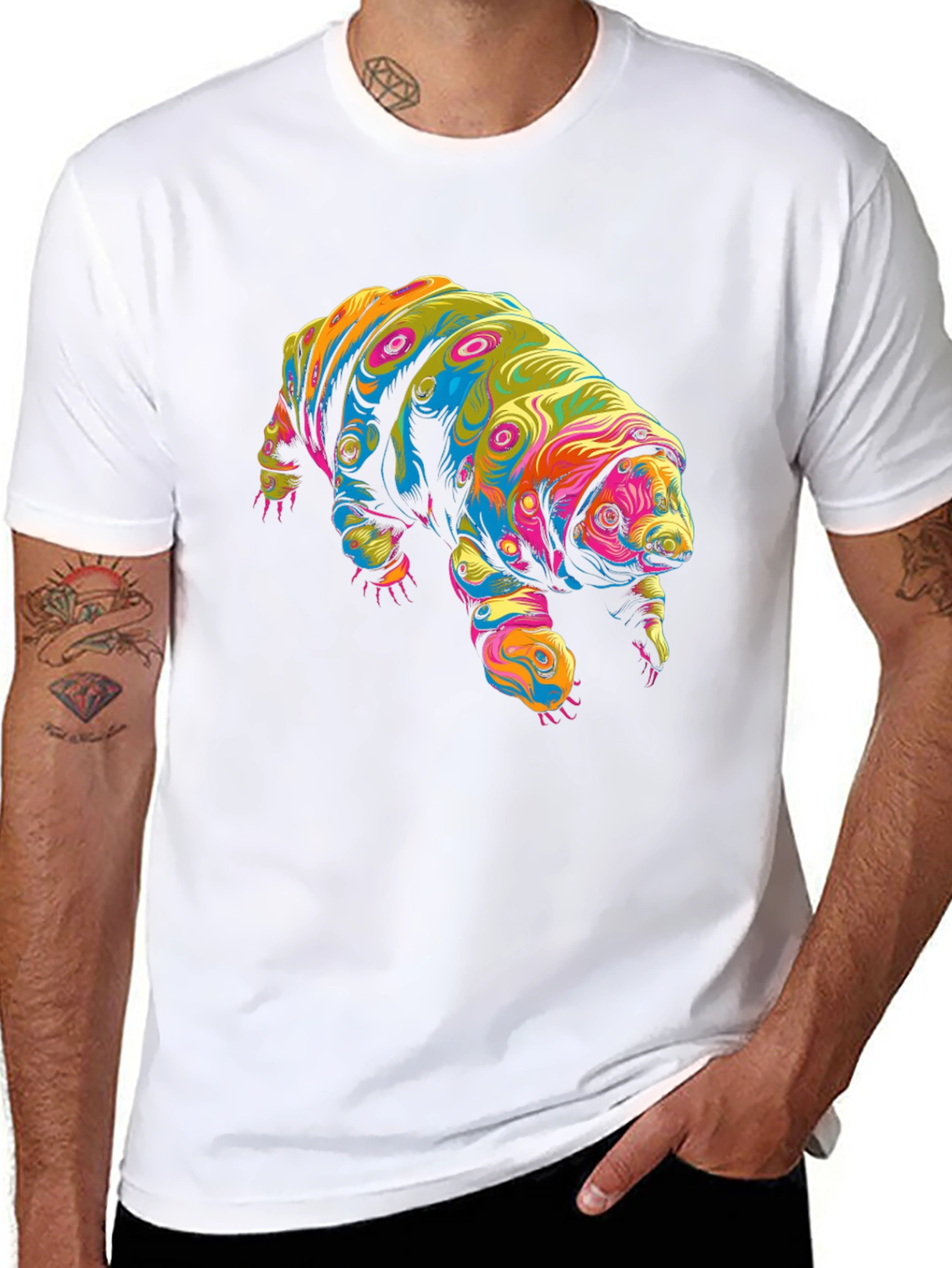 Black Psychedelic Tardigrade Graphic T-Shirt view 8