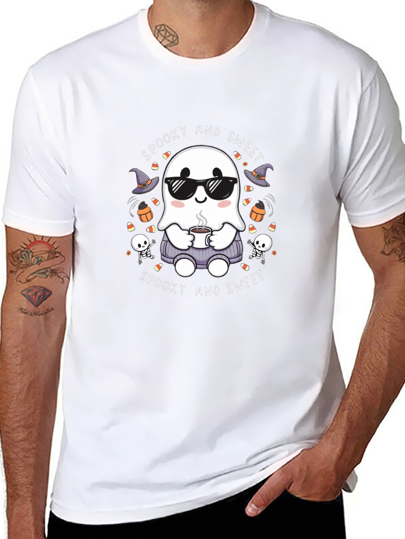 Black Spooky and Sweet Ghost Halloween T-Shirt view 8