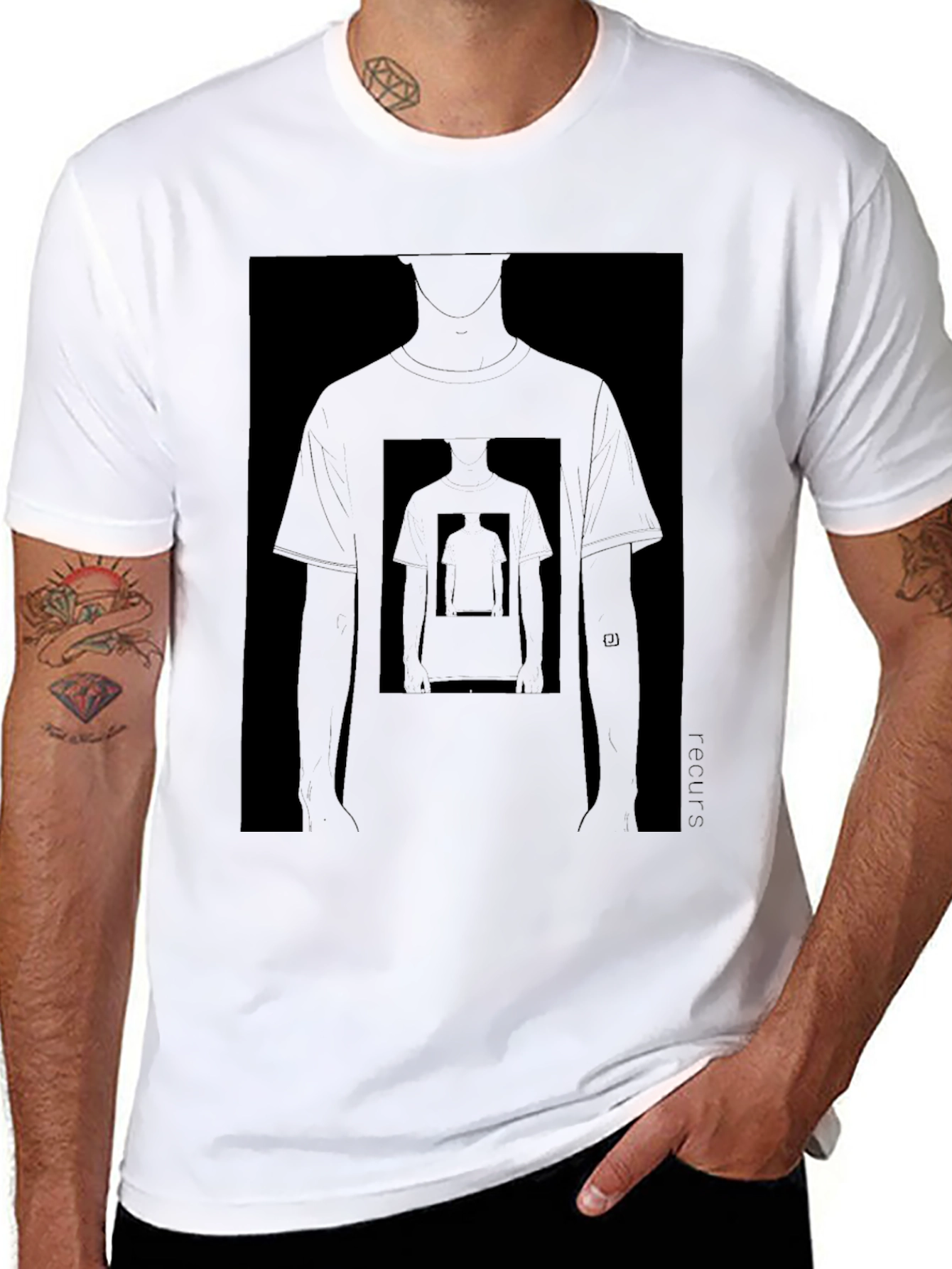 Black Abstract Silhouette Graphic Tee - Black view 8