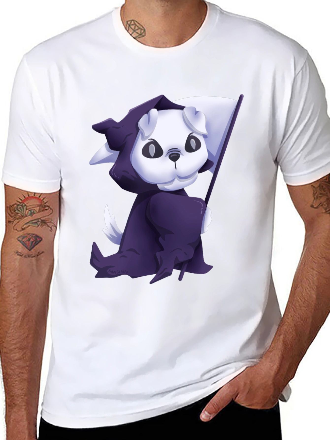 Black Grim Reaper Puppy T-Shirt - Cute and Spooky view 8