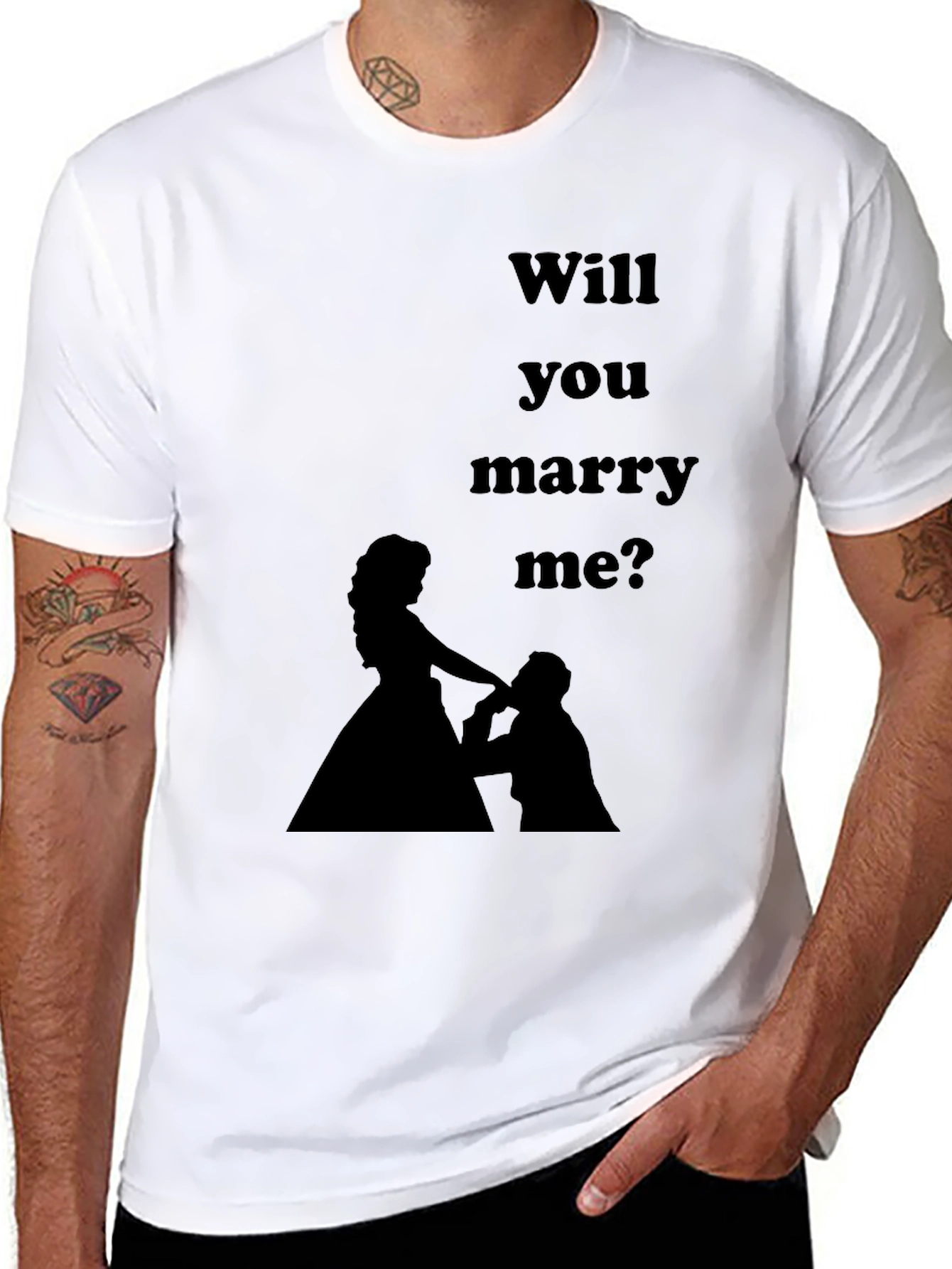 Black Will You Marry Me? Graphic Tee view 8