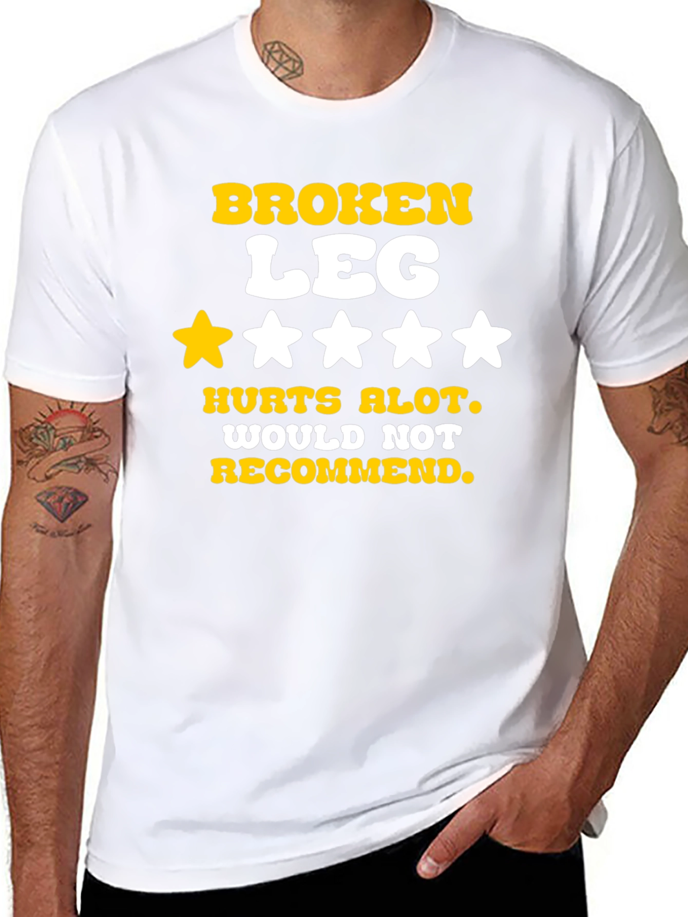 Black Broken Leg T-Shirt - Hurts Alot, Funny Tee view 8