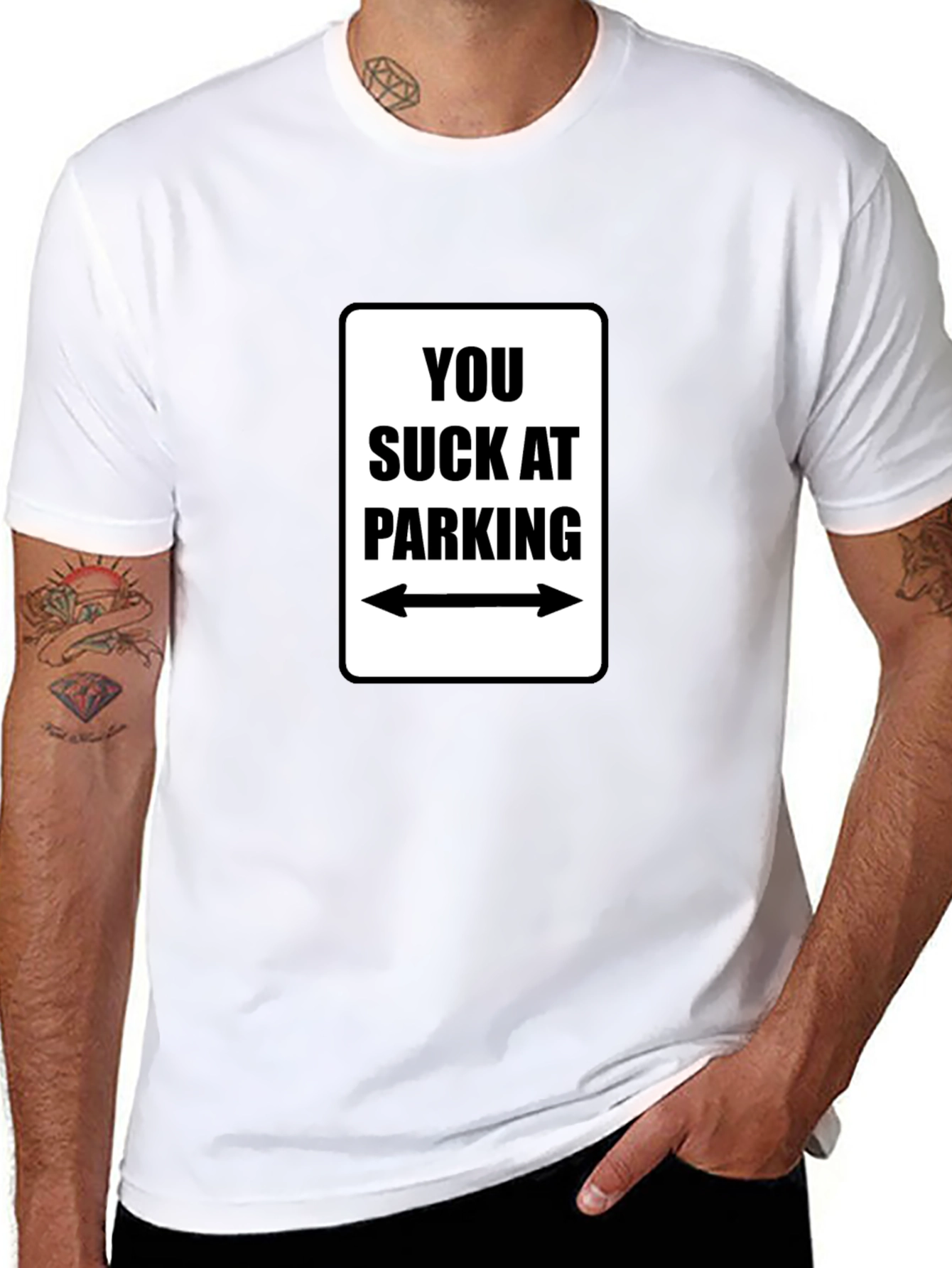 Black You Suck at Parking Graphic Tee view 8