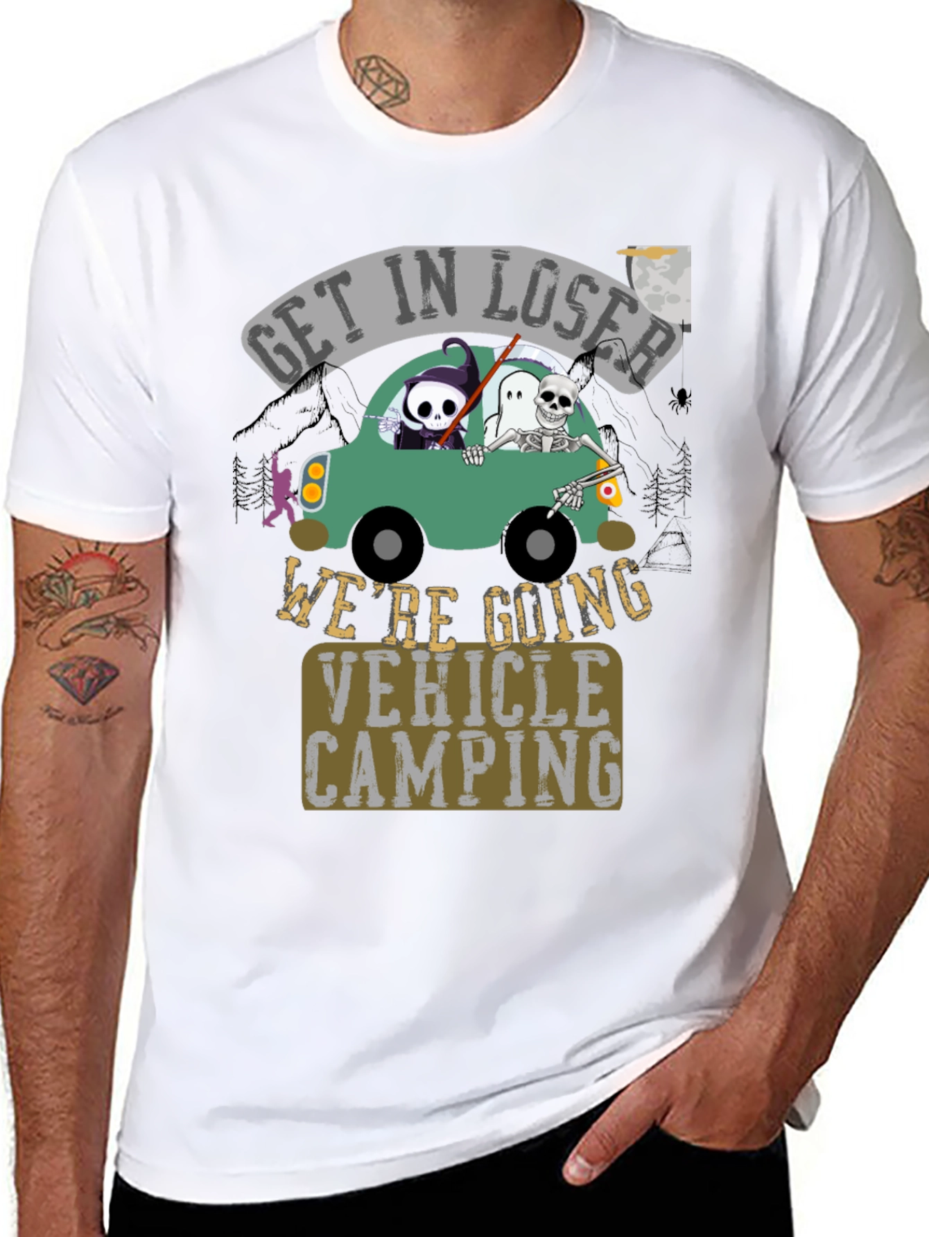 Black Get In Loser Vehicle Camping Graphic Tee view 8