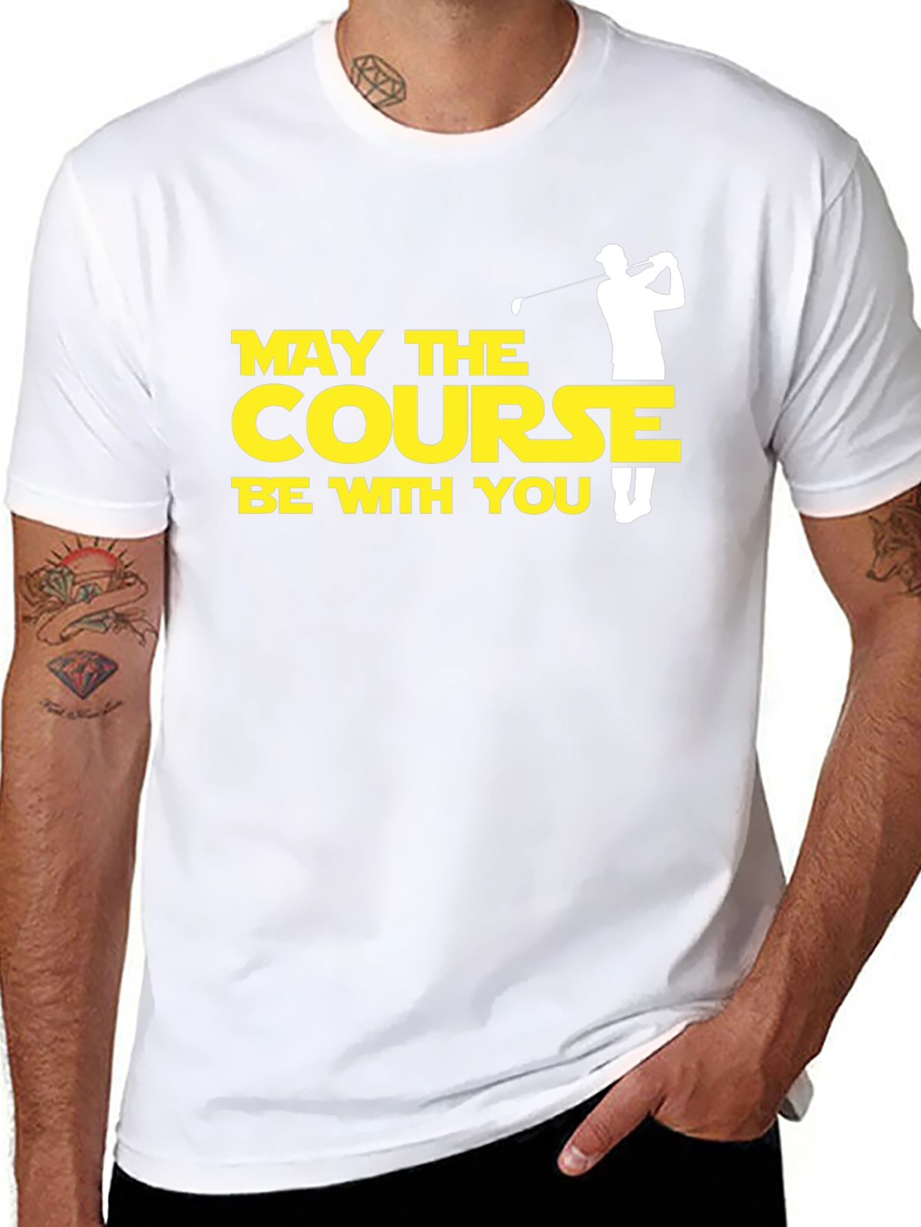 Black May the Course Be With You Golf T-Shirt view 8