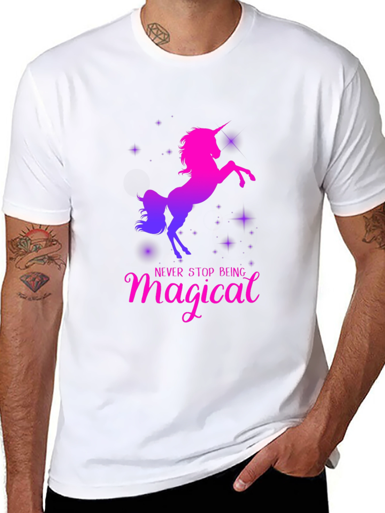 Black Magical Unicorn T-Shirt - Black view 8