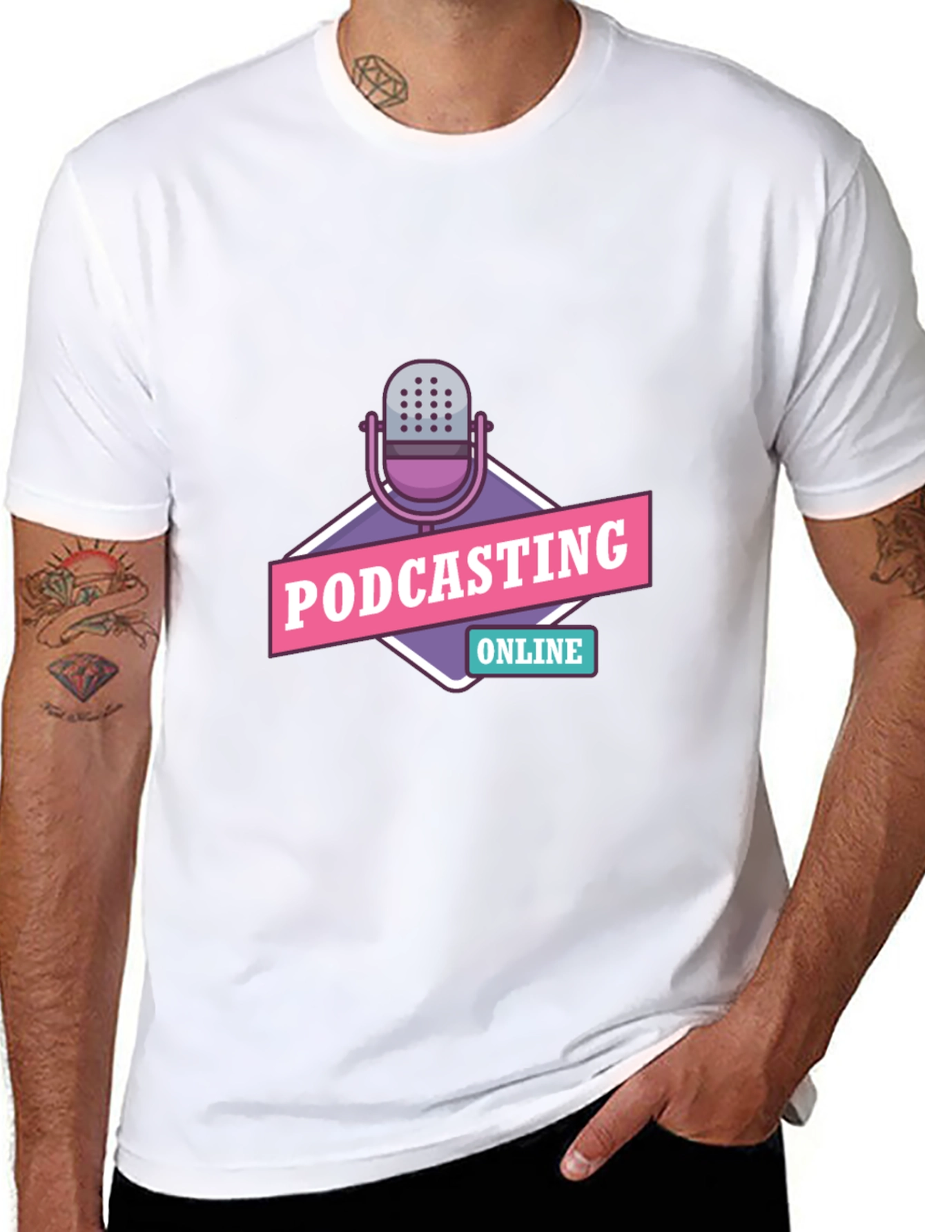Black Podcasting Online Graphic Tee - Black Cotton T-Shirt view 8