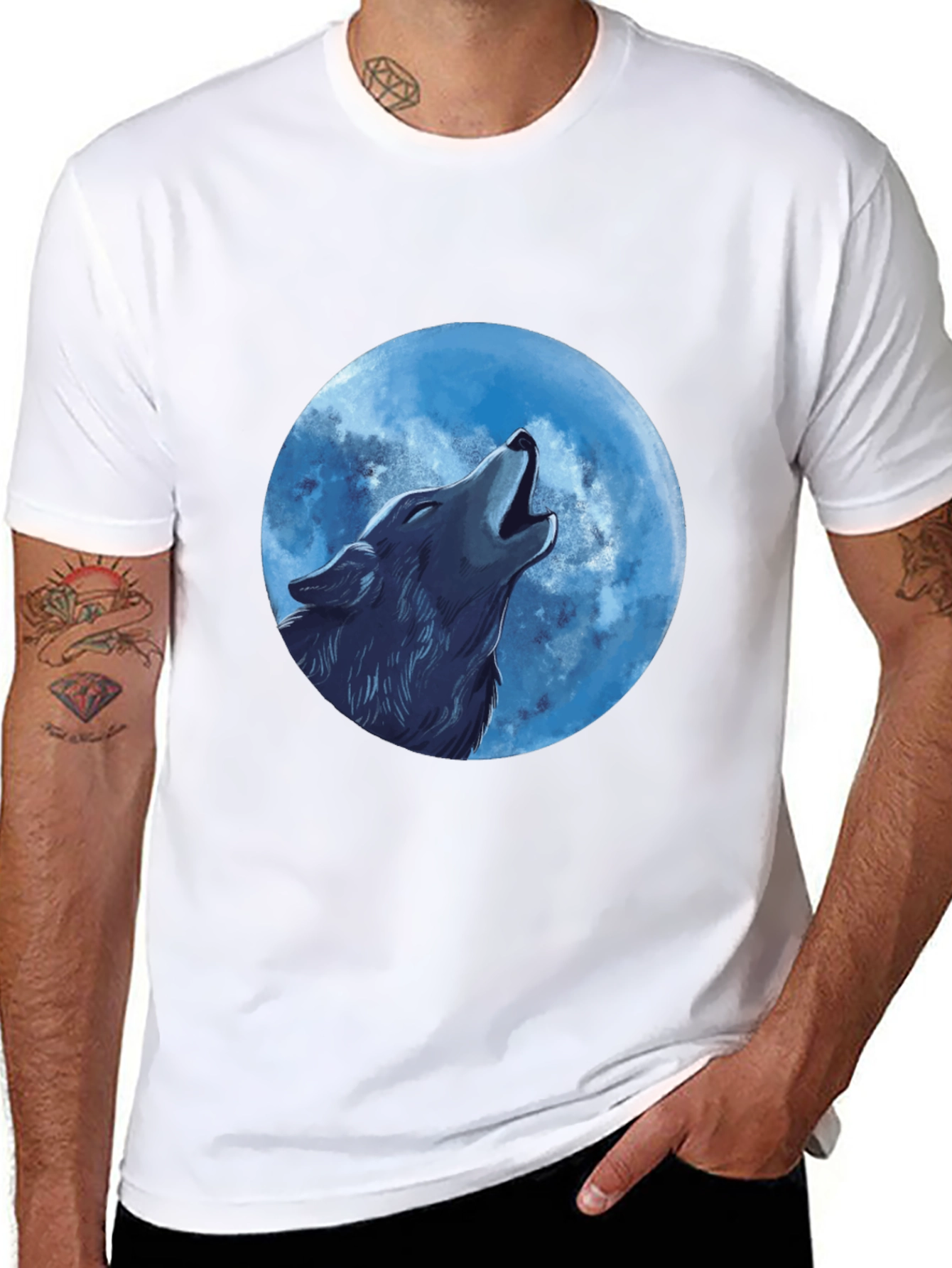 Black Wolf Moon Graphic T-Shirt - Black view 8