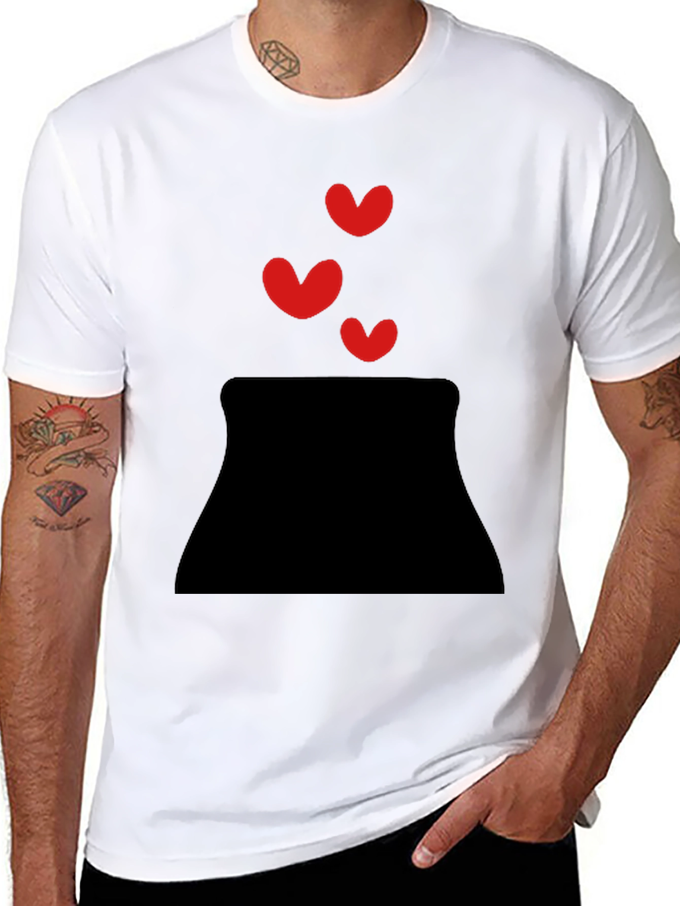 Black Heart Bursting T-Shirt - Black Cotton Casual Tee view 8