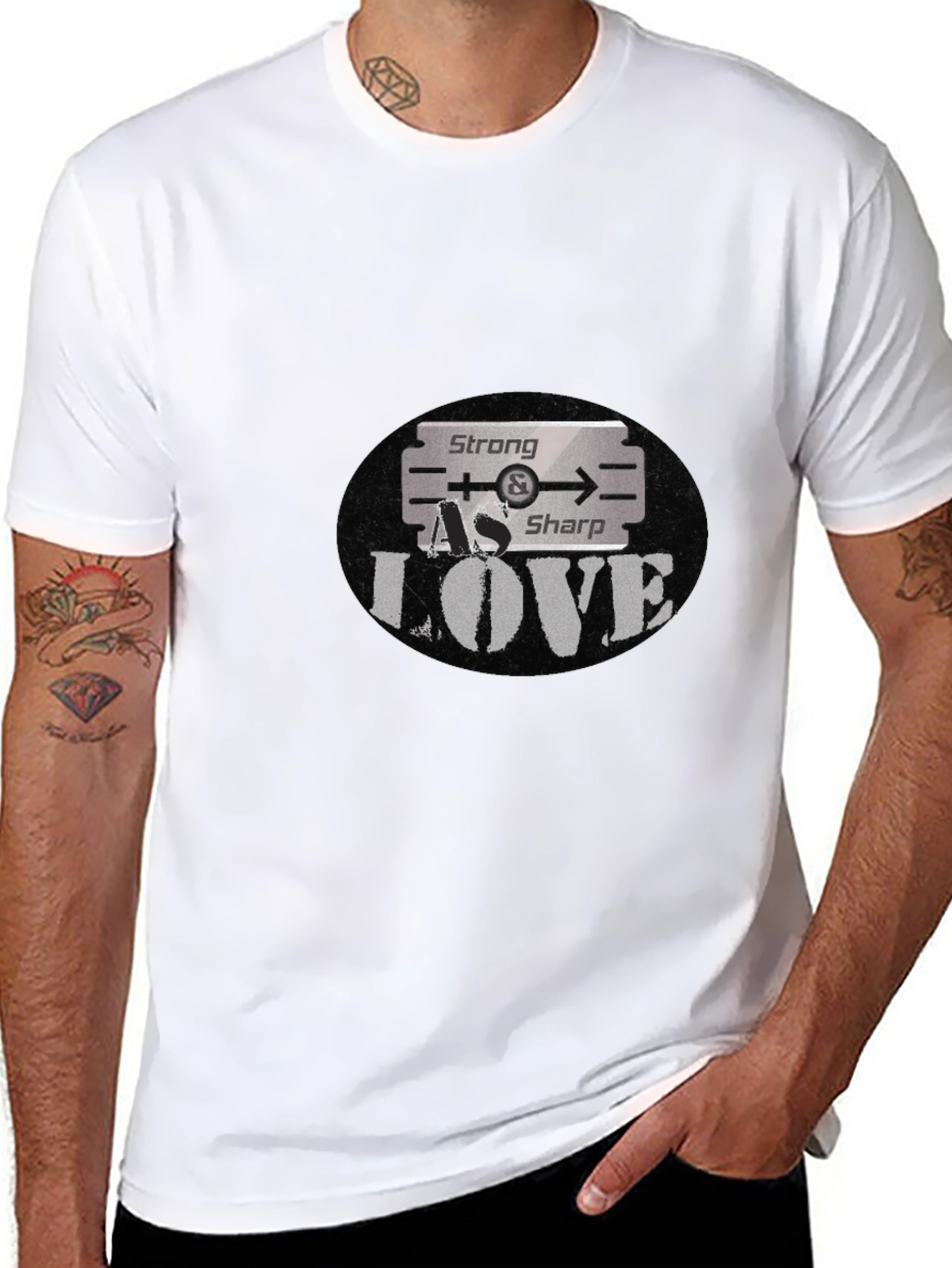 Black Strong As Sharp Love Graphic T-Shirt view 8