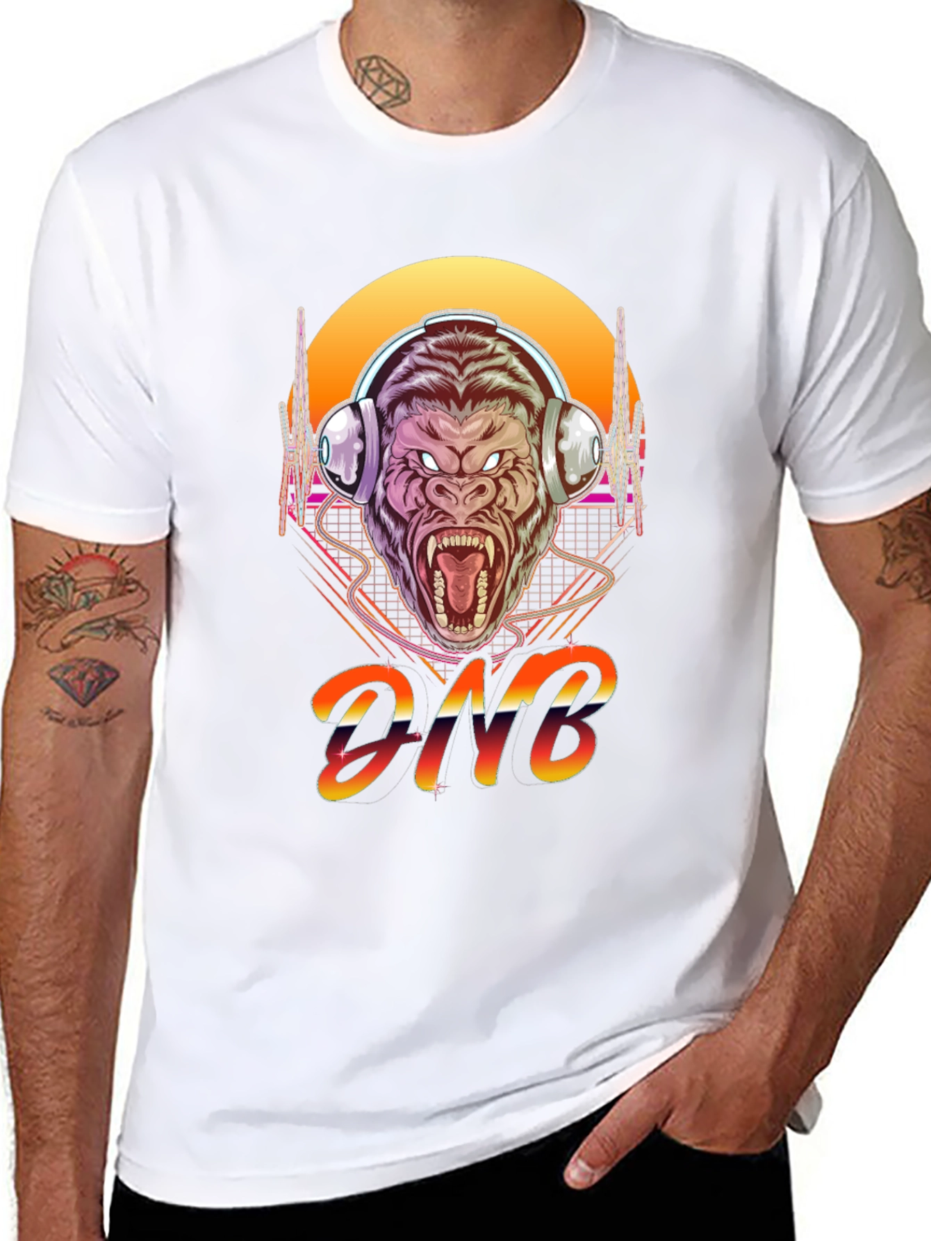 Black DNB Gorilla Retro T-Shirt view 8