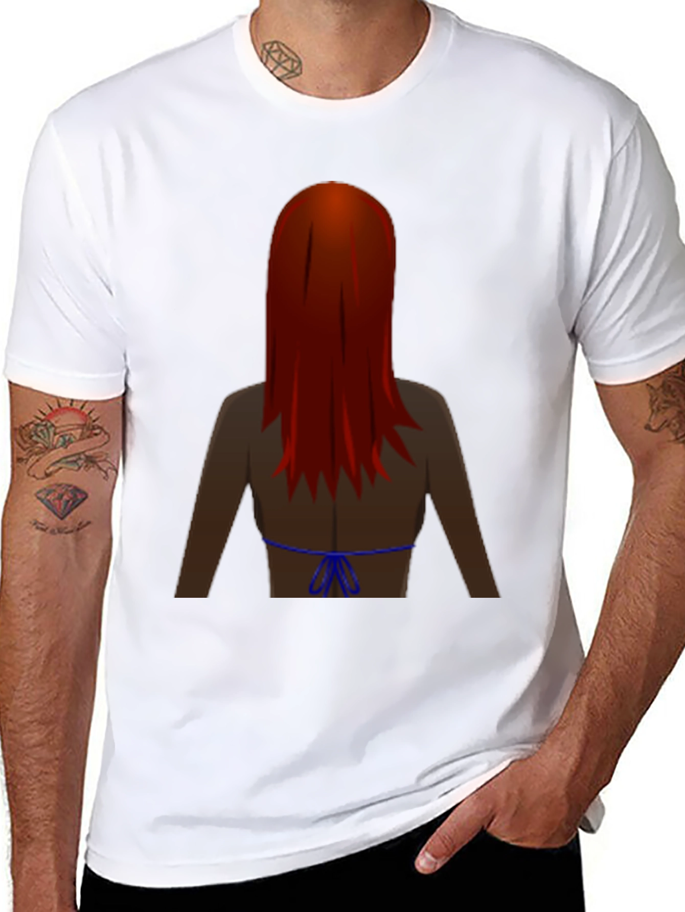Black Novelty Graphic Tee - Woman with Red Hair view 8